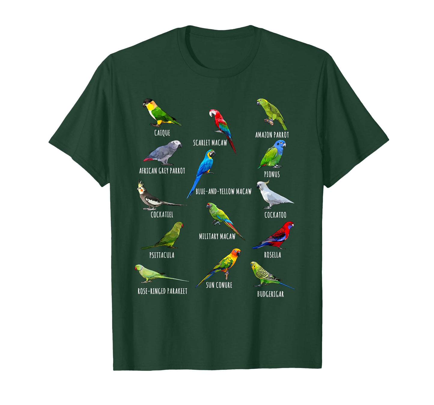 Different Parrot Species Biology Types Bird Identification T-Shirt