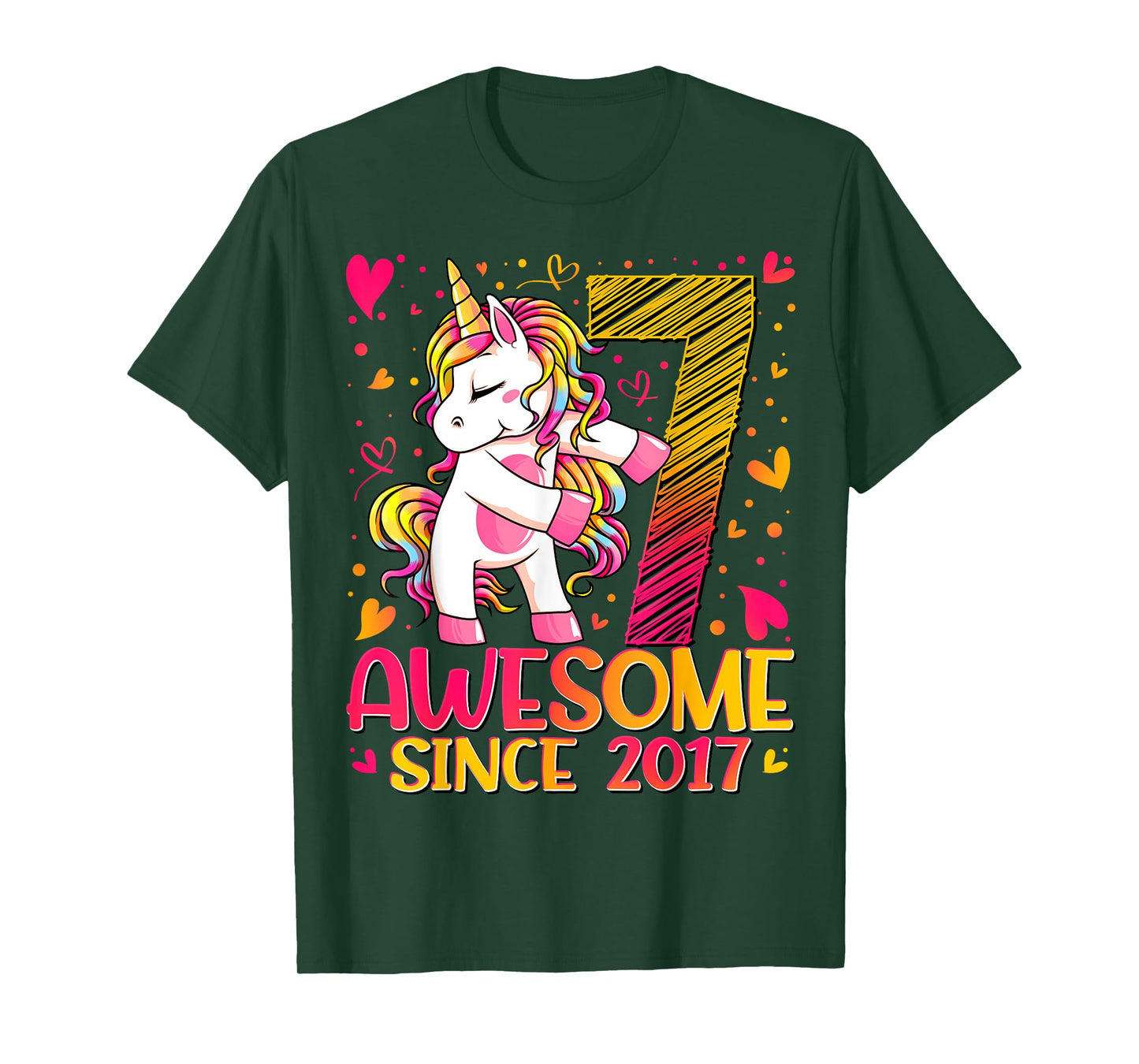 7 Years Old Flossing Unicorn Gifts 7th Birthday Girl Party T-Shirt
