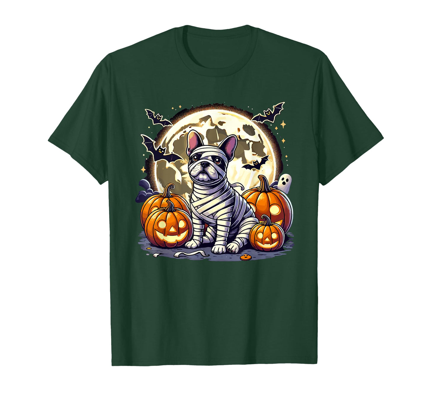 Halloween French Bulldog Mummy Cute Spooky Dog Design T-Shirt