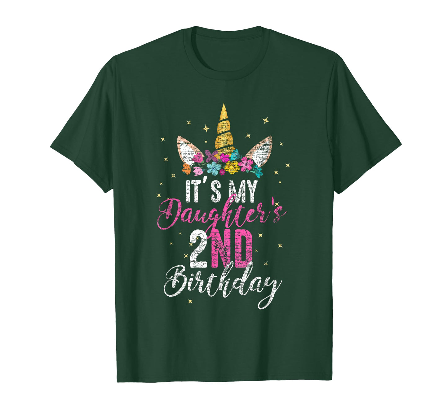 Its My Daughters 2nd Birthay Girl Gift Unicorn Birthday T-Shirt