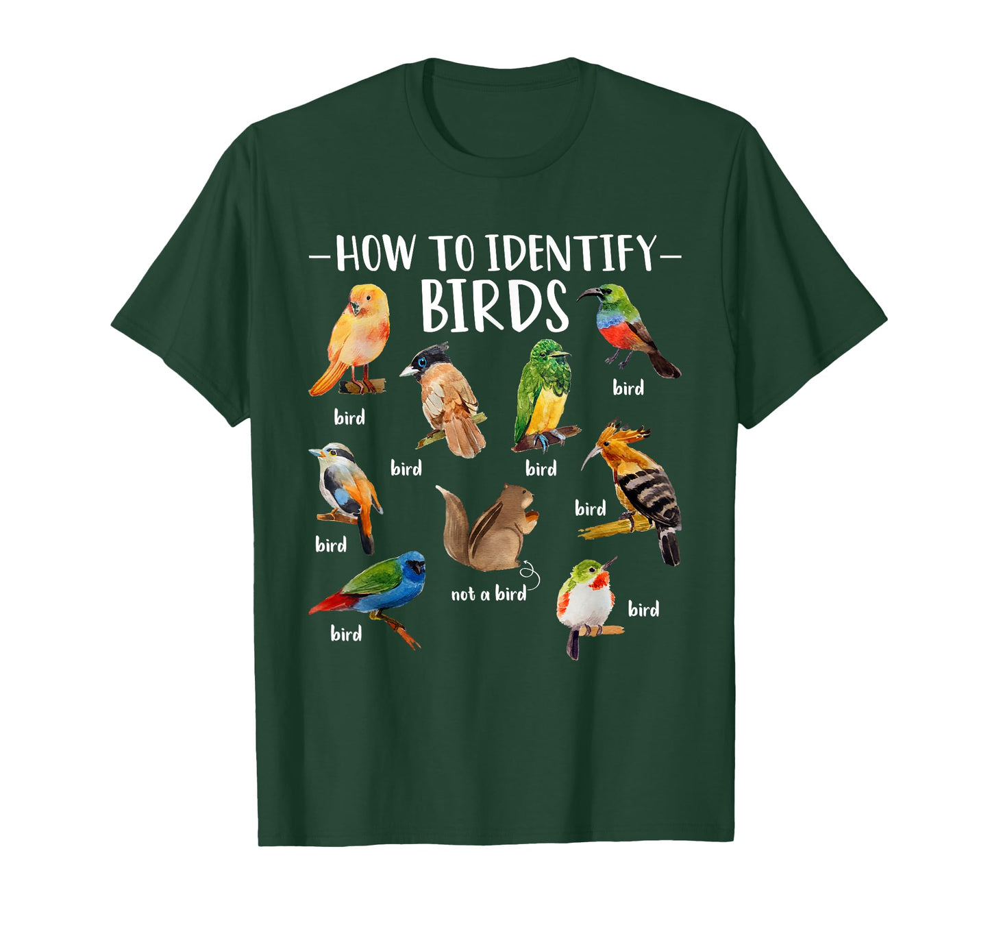 How To Identify Birds Squirrel Funny Bird Lover Birdwatcher T-Shirt