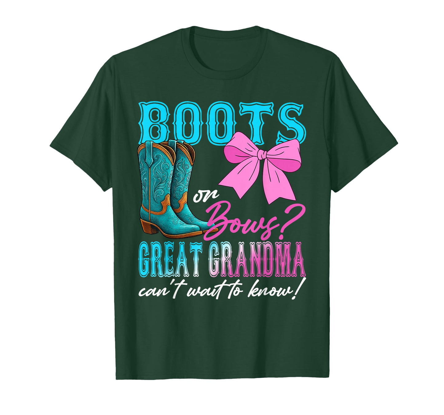 Boots or Bows Great Grandma Loves You Gender Reveal Party T-Shirt