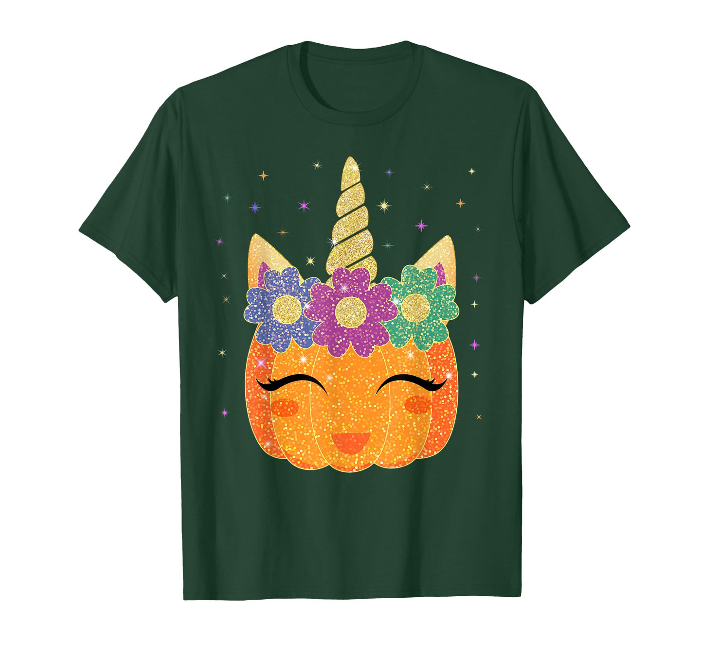 Unicorn Pumpkin - Halloween Thanksgiving Girls Boys T-Shirt