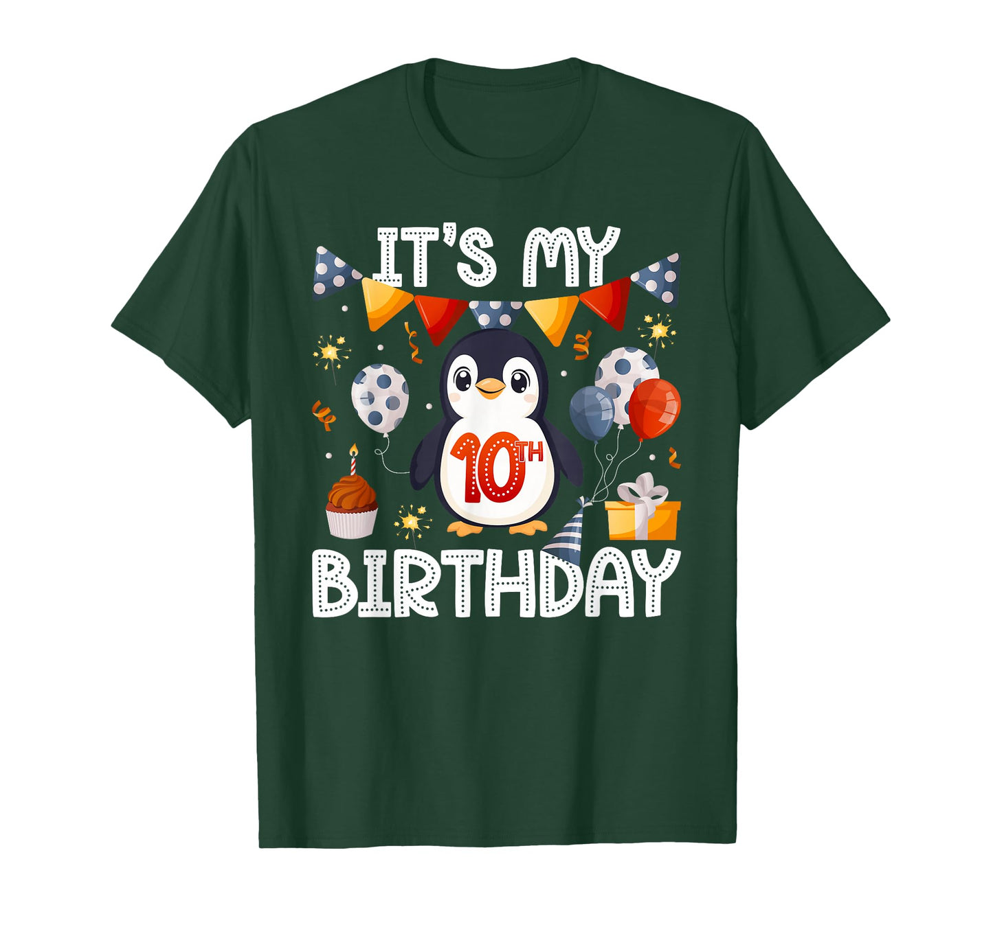 10th Penguin Birthday Party Ten Year Old Penguins T-Shirt