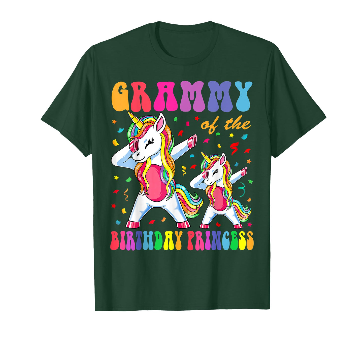Grammy of the Birthday Princess Girl Dabbing Unicorn Family T-Shirt