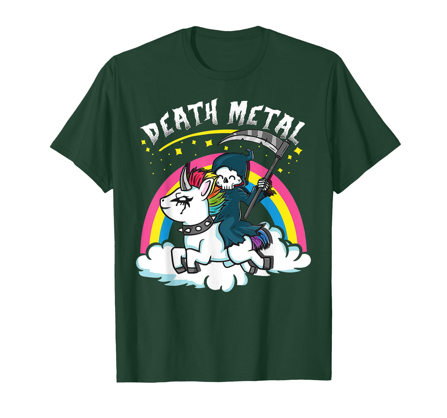 Funny Rainbow Skeleton Unicorn Death Metal Music Festival T-Shirt