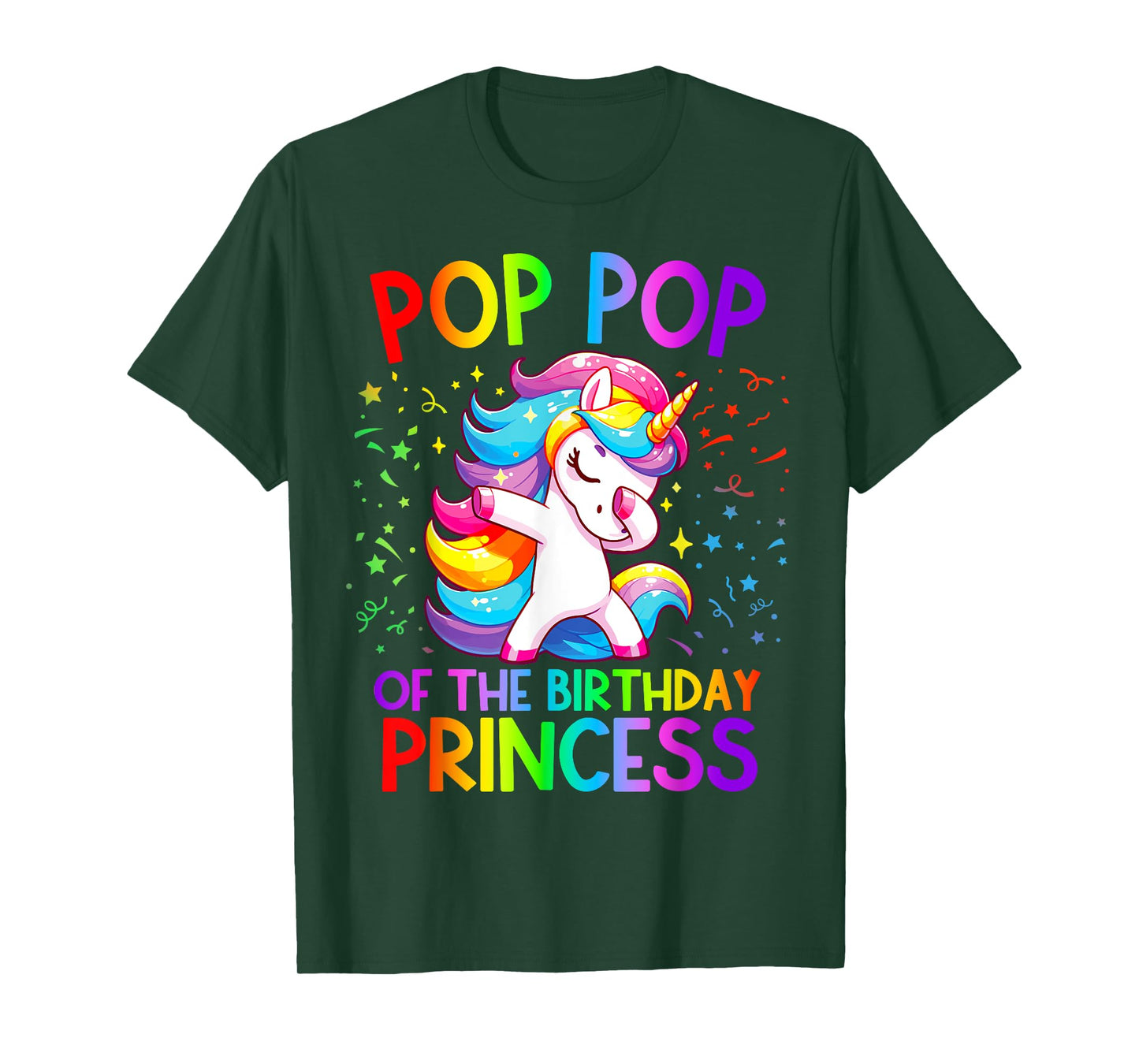 Pop Pop of the Birthday Princess Girl Dabbing Unicorn T-Shirt
