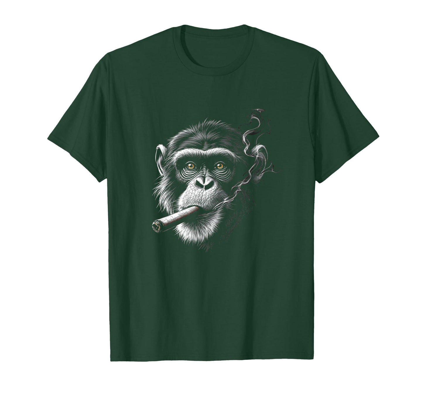 Monkey Smoking a Cigar, Funny Zoo Ape Animal Art Graphic T-Shirt