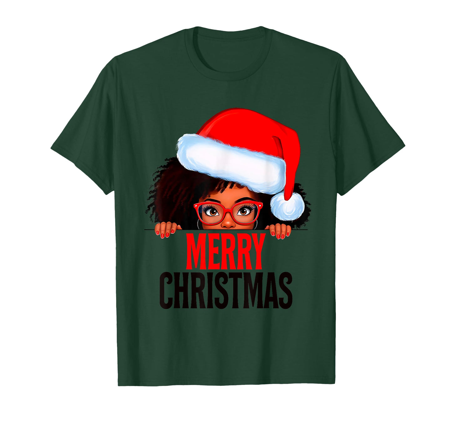 Mrs. Claus Santa Melanin Christmas Black Peeking Claus T-Shirt