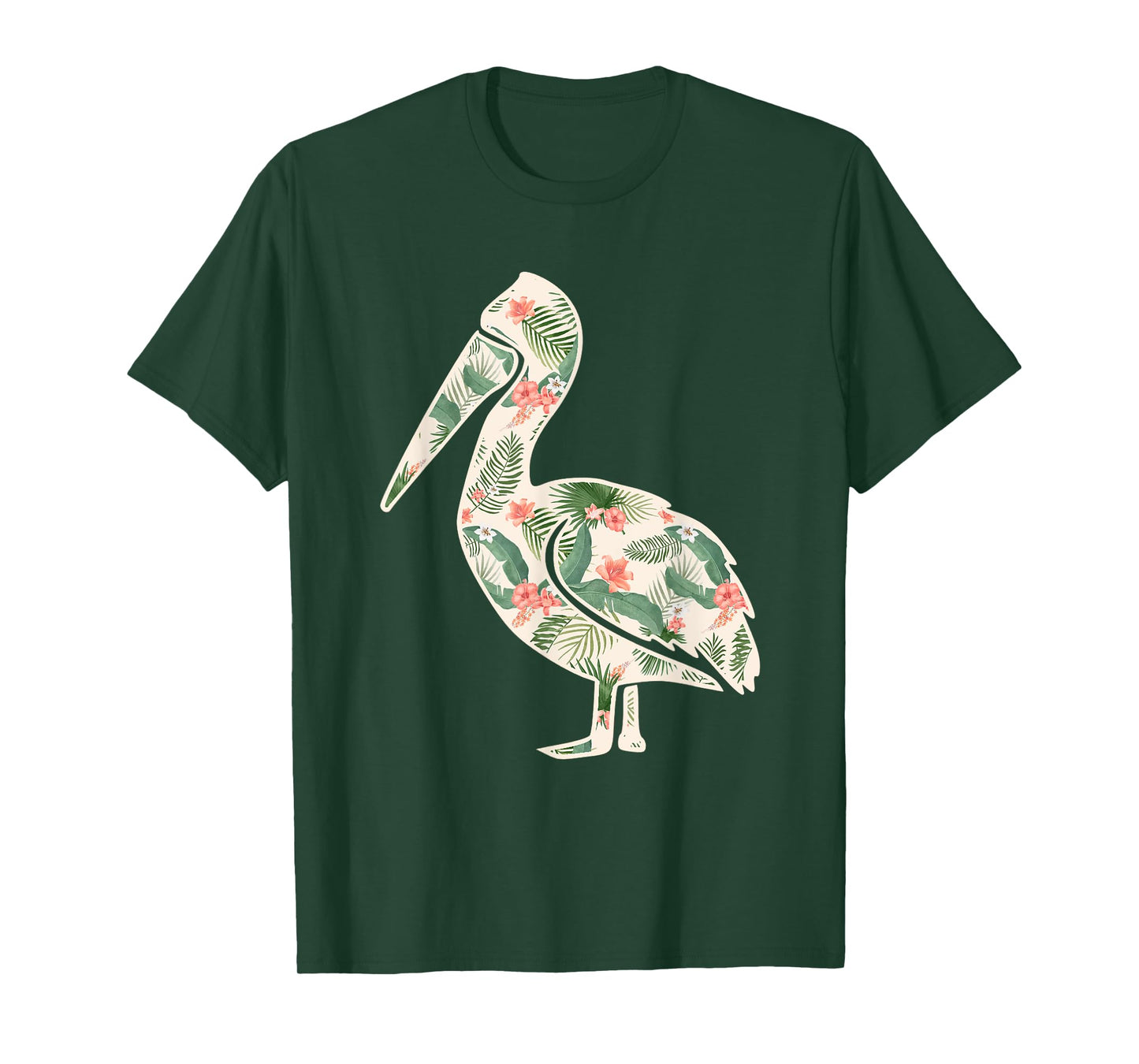 Pelican Flower Girl Print Floral Bird Hawaiian Women Gift T-Shirt