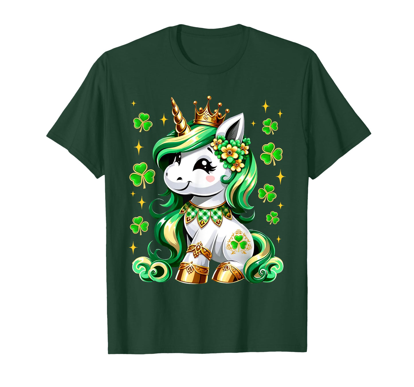 Cute Unicorn Shamrock Lepricorn St Patricks Day Girls Kids T-Shirt