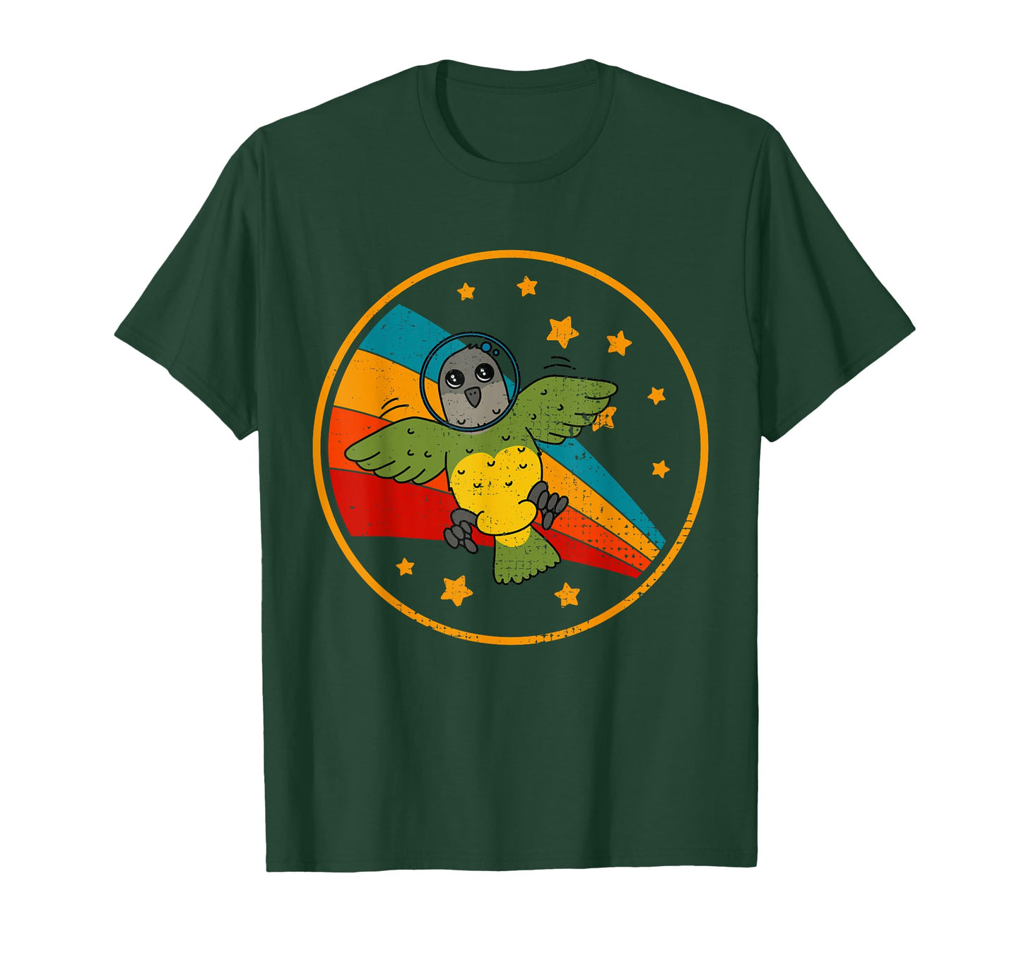 Cute Vintage Senegal Parrot Retro White Parrot In Space T-Shirt