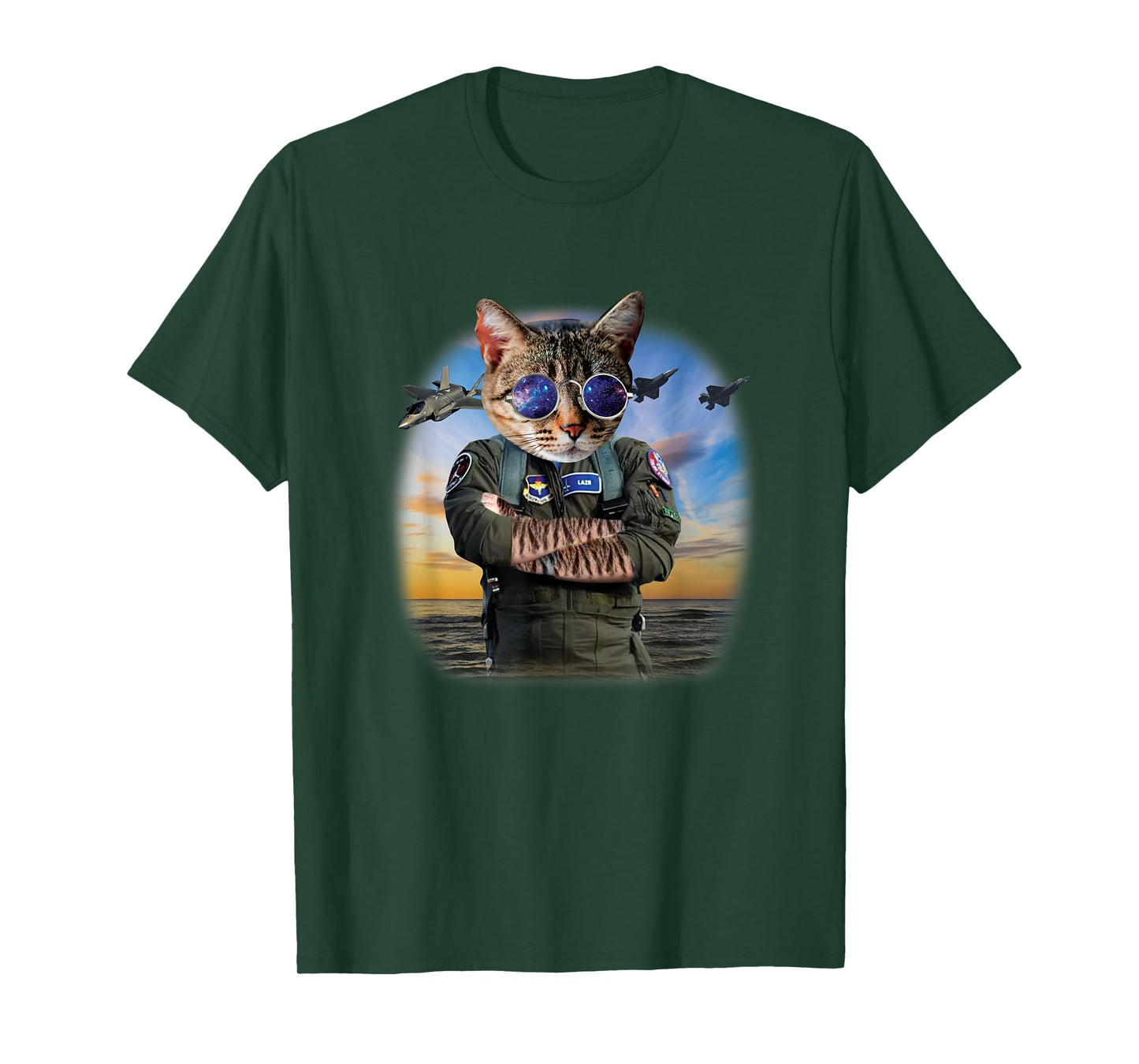 Funny Cat F22 Raptor Fighter Jet Aviator Air force gift T-Shirt for Men Women Kids