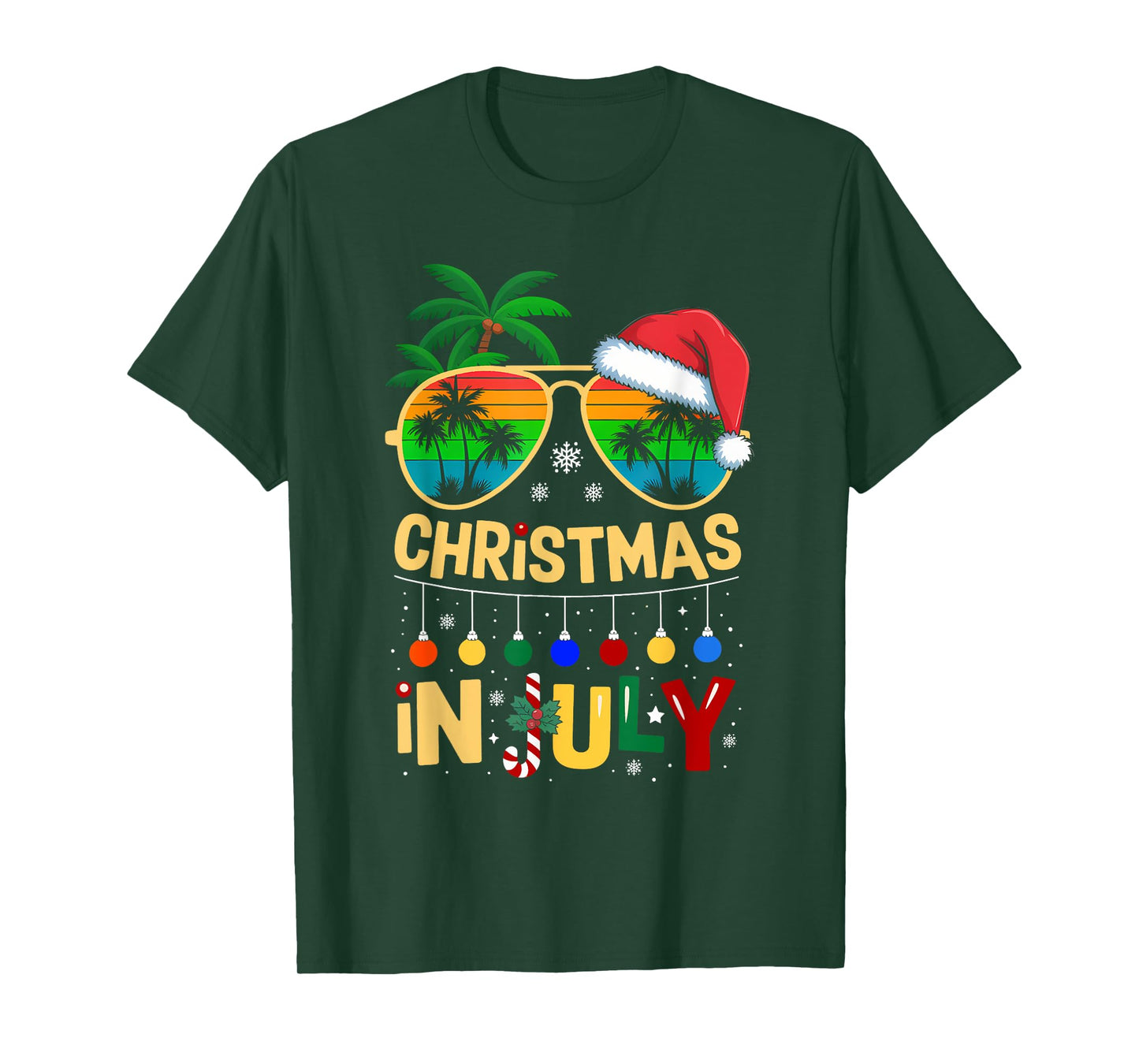 Christmas In July Sunglasses Beach Summer Santa T-Shirt