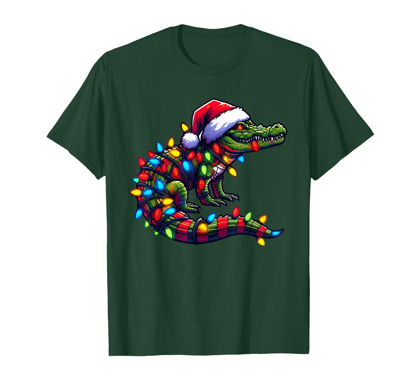Alligator Santa Pajama Christmas Lights Xmas Toddler Kids T-Shirt
