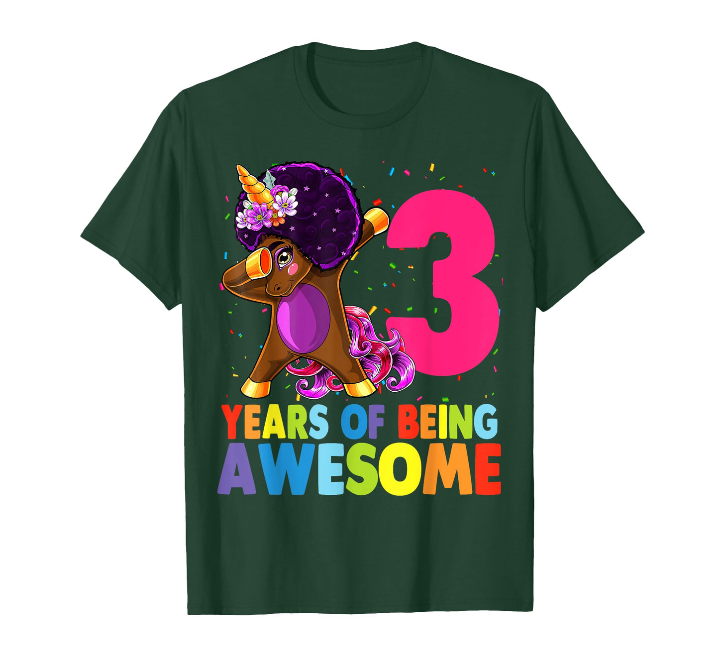 3rd Birthday Dabbing Unicorn Afro Party Gift 3 Years Old T-Shirt