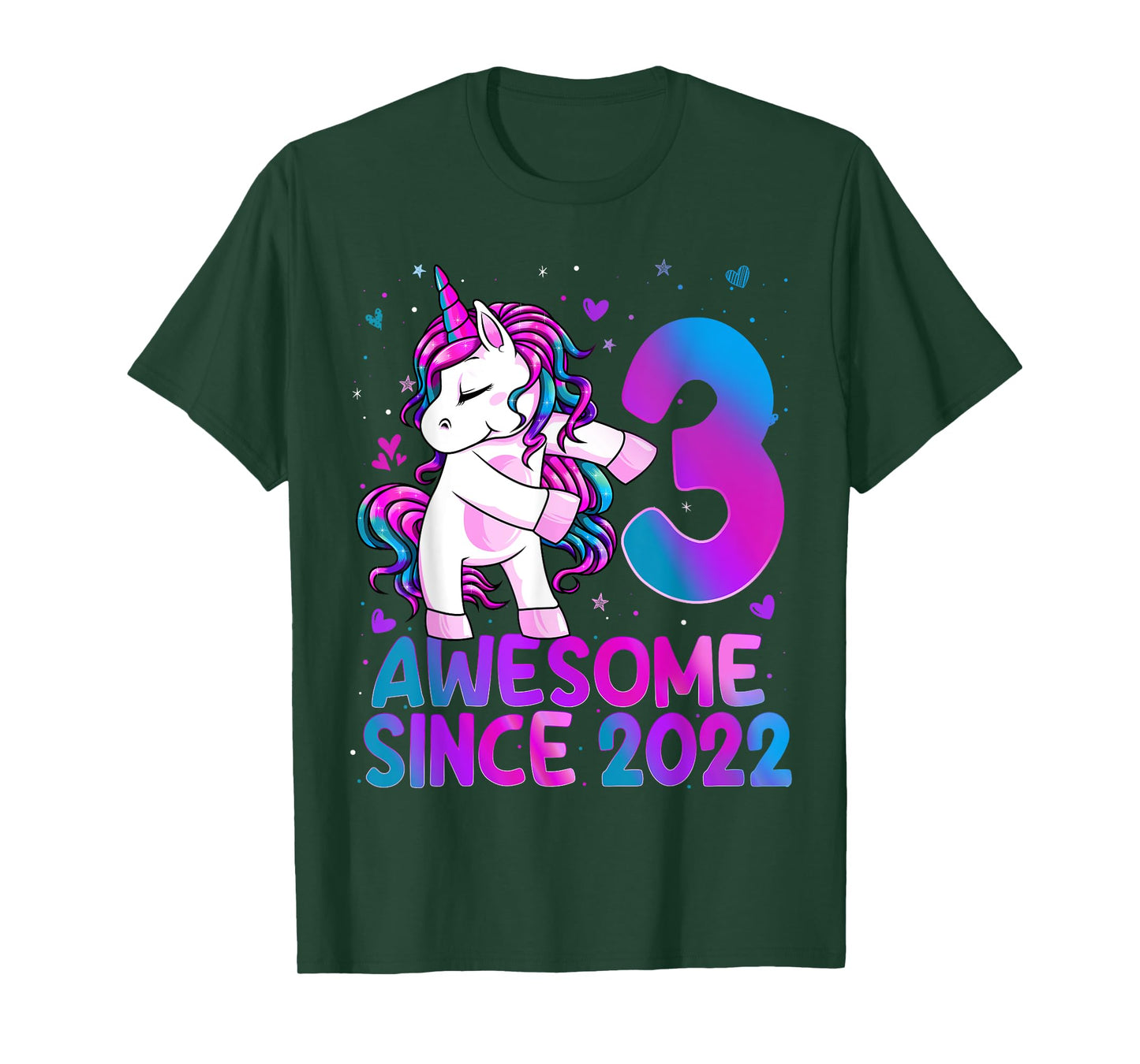 Flossing Unicorn 3 Year Old 3rd Birthday Girl Unicorn Party T-Shirt