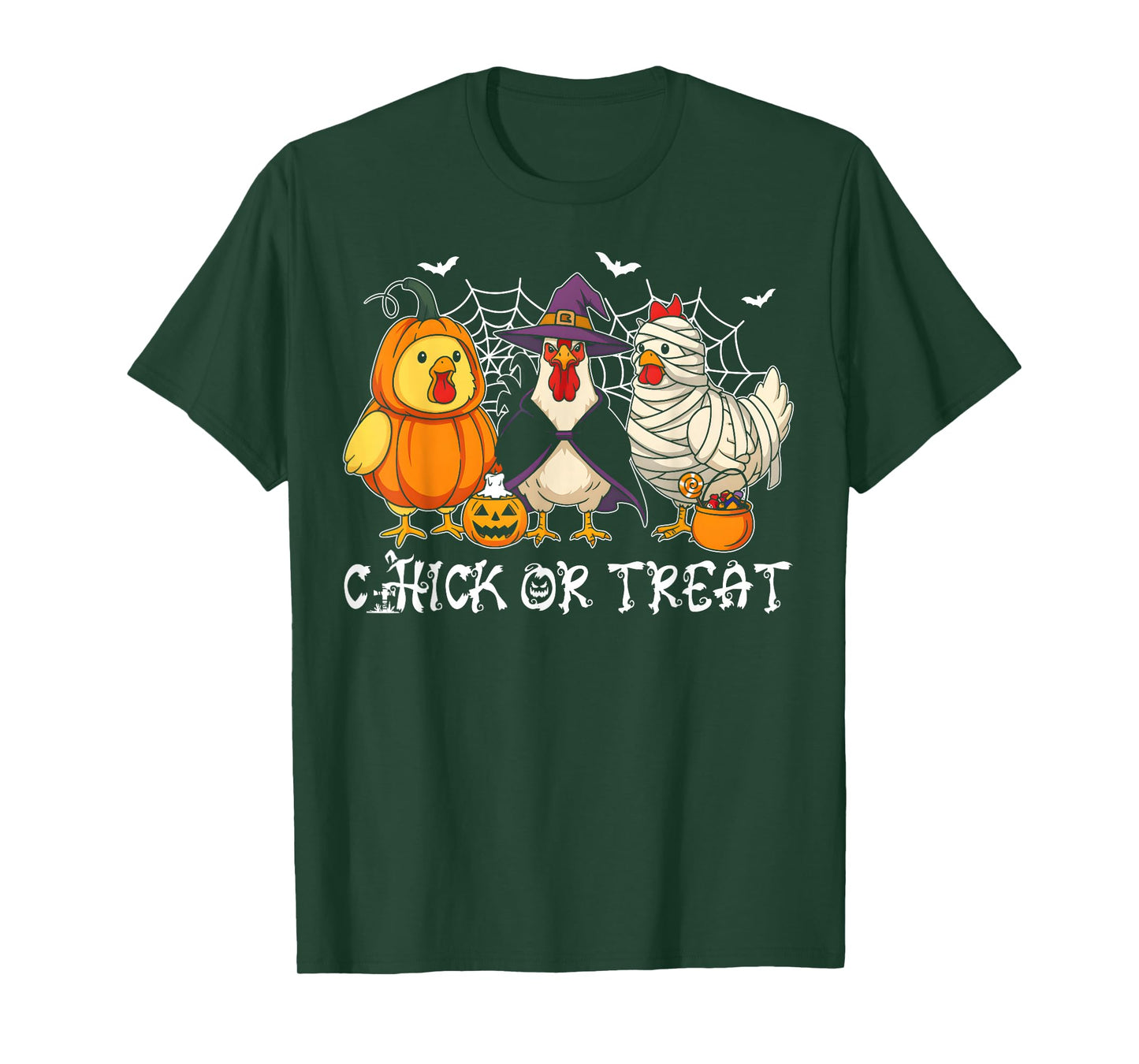 Chick Or Treat Funny Halloween Pumpkin Ghost Spooky Chicken T-Shirt