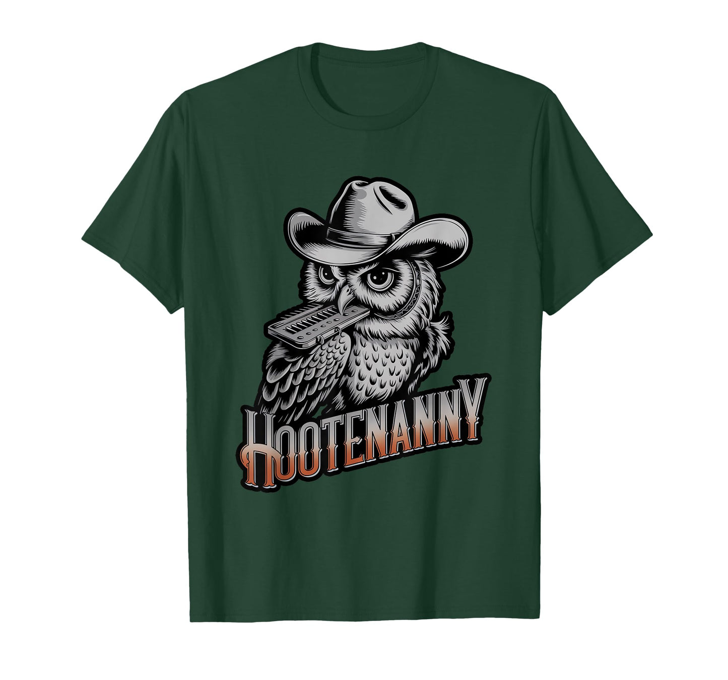 Hootenanny Owl Lover Musical Instrument Folk Music T-Shirt