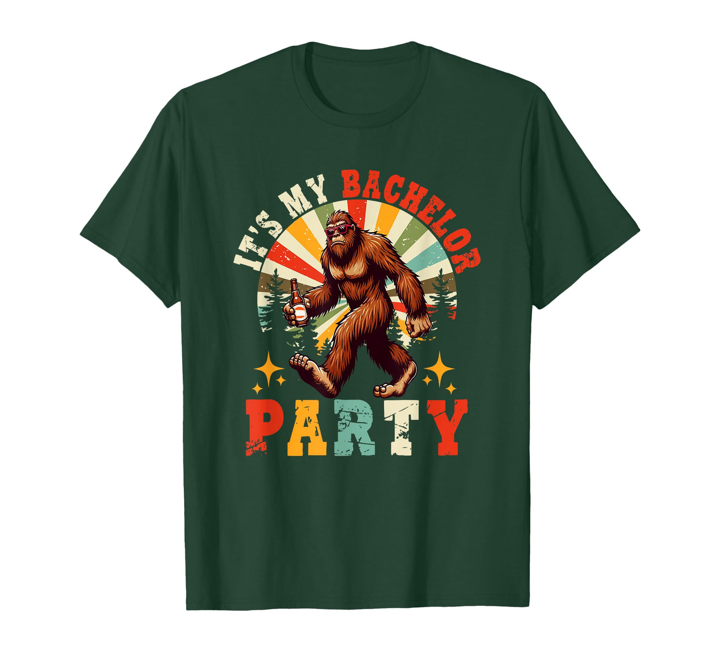 Vintage Retro It's My Bachelor Funny Party Beer Bigfoot T-Shirt