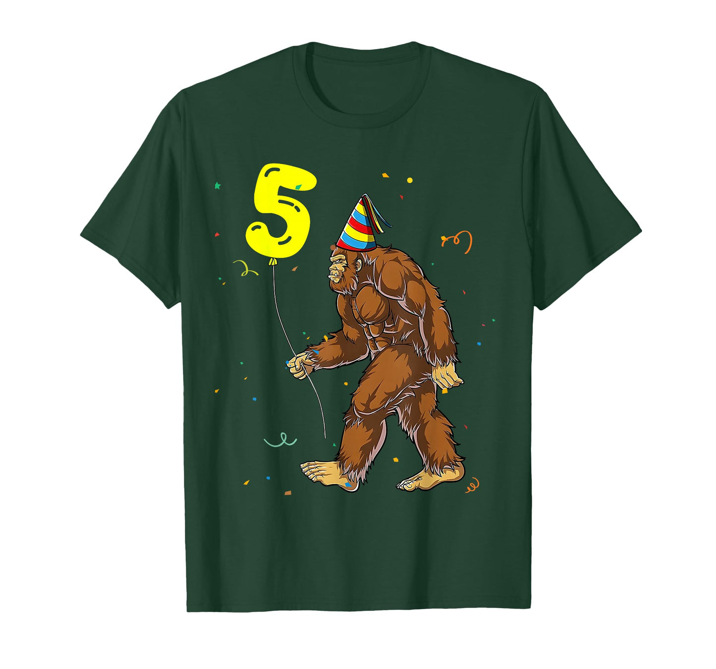 Funny Bigfoot 5th Birthday Party Sasquatch Boy Girl Kids T-Shirt
