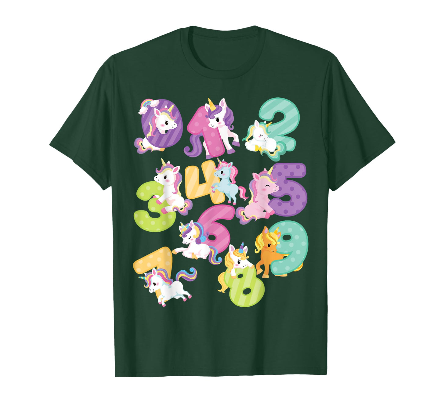 Cute happy unicorn Numbers Math day back to school kids gift T-Shirt