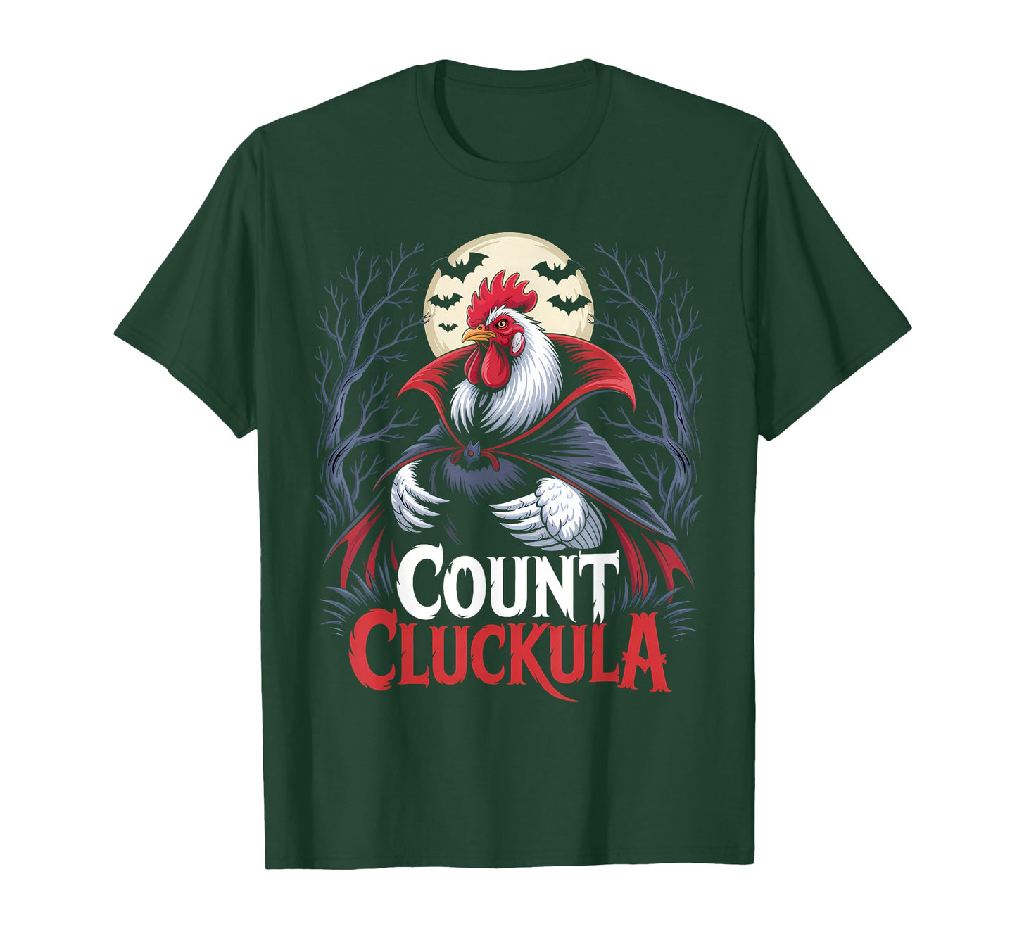 Rooster Count Cluckula Funny Halloween Vampire Farm Chicken T-Shirt