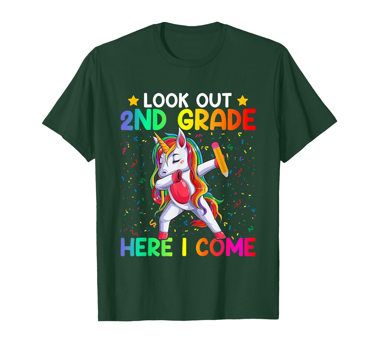 Look Out Second Grade Here I Come Unicorn Dabbing 2nd Grader T-Shirt