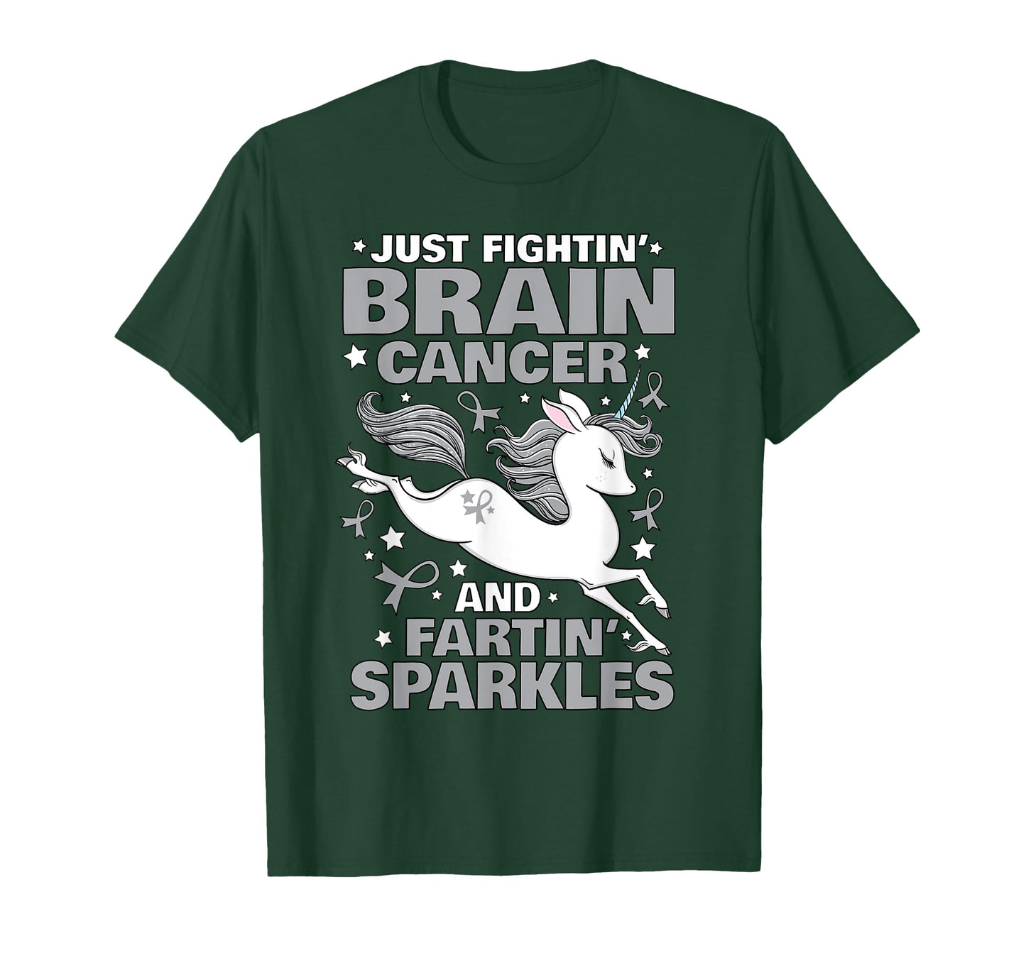 Fighting Brain Cancer Quote Farting Unicorn Funny Gift T-Shirt