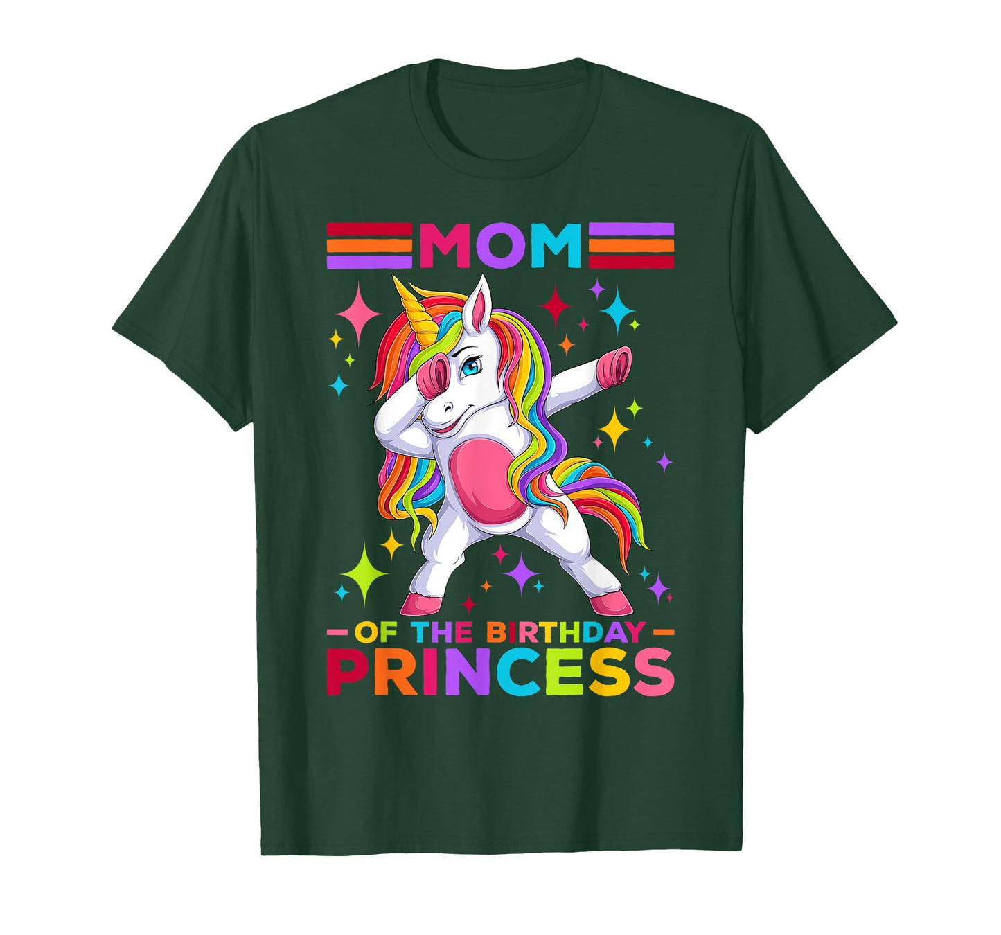 Mom Of The Birthday Princess Dabbing Unicorn Girls Birthday T-Shirt
