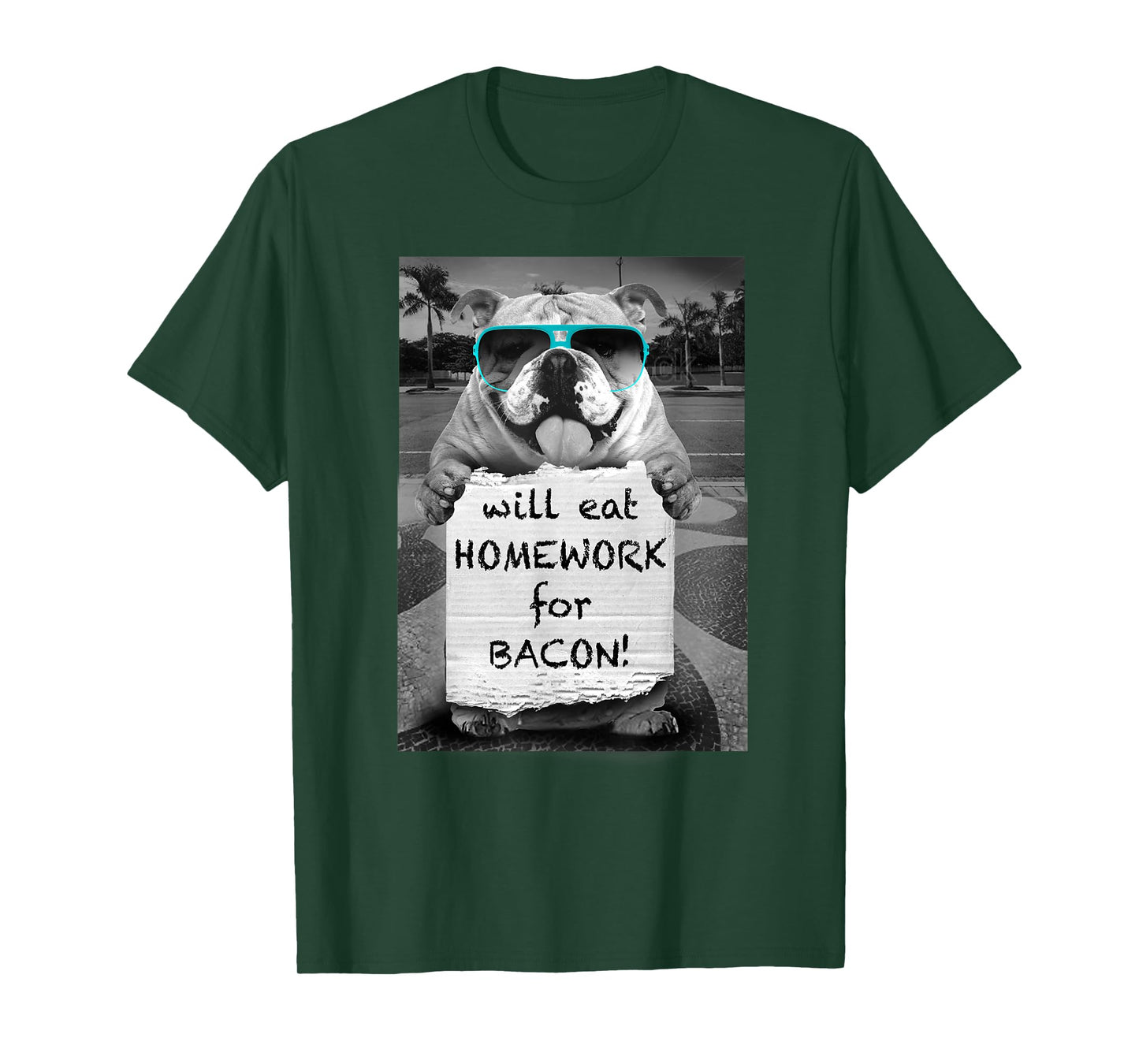 Trendy Graphic Bulldog Will Eat Homework For Bacon! T-Shirt