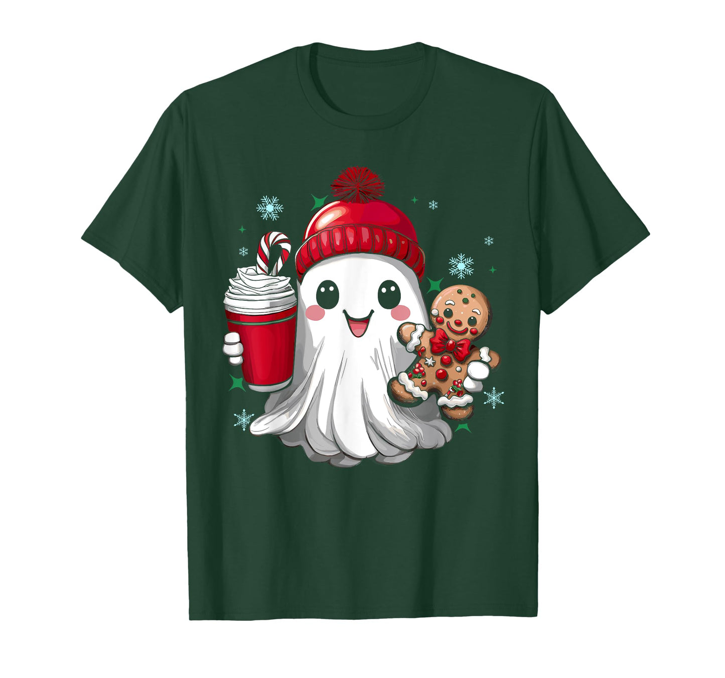 Cute Christmas Ghost Boujee Merry Christmas Gifts Women Kids T-Shirt