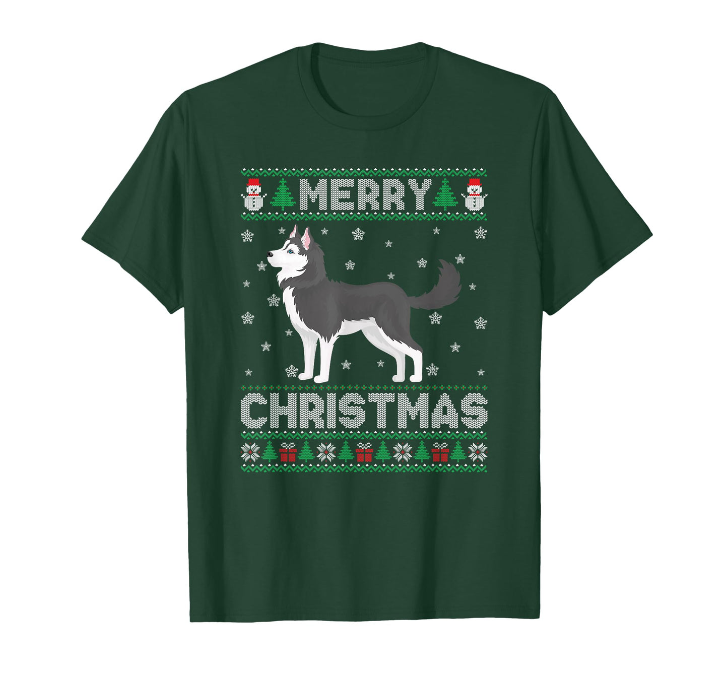 Siberian Husky Dog Men Women Kids Ugly Christmas Sweater T-Shirt