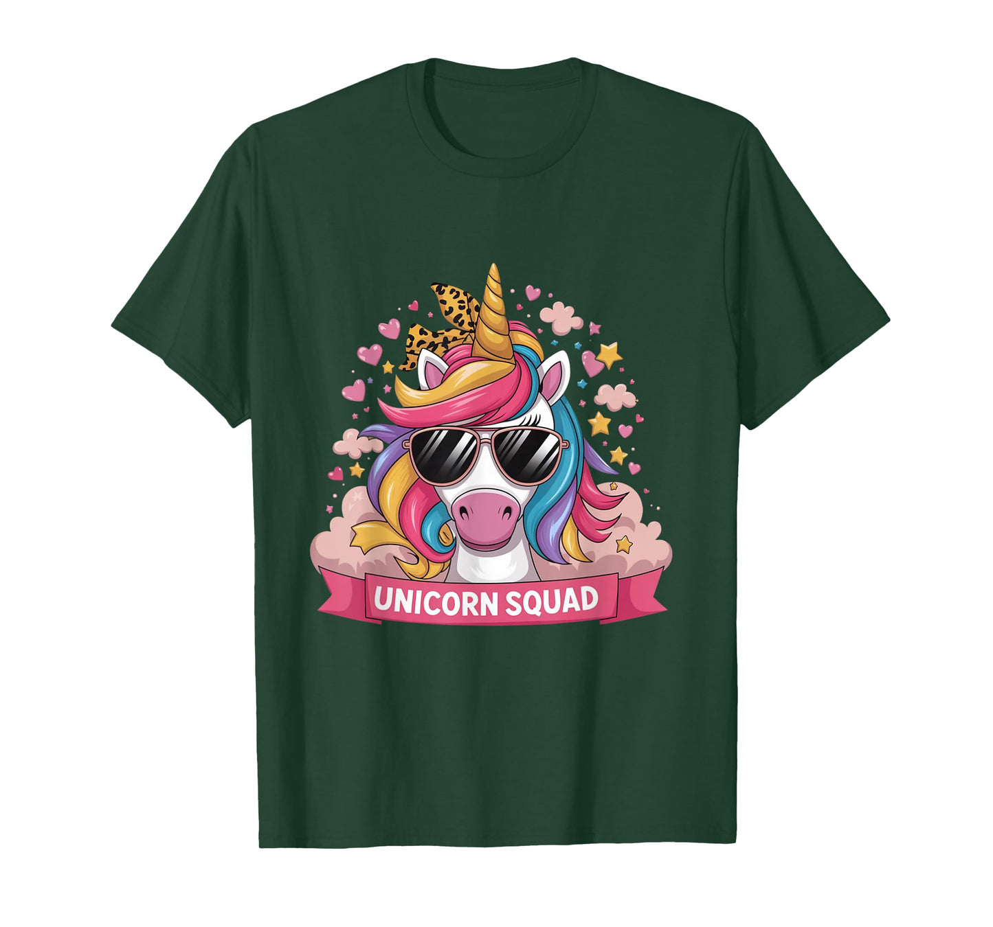 Unicorn Squad - Graceful Unicorn with leopard Bandana Cute T-Shirt