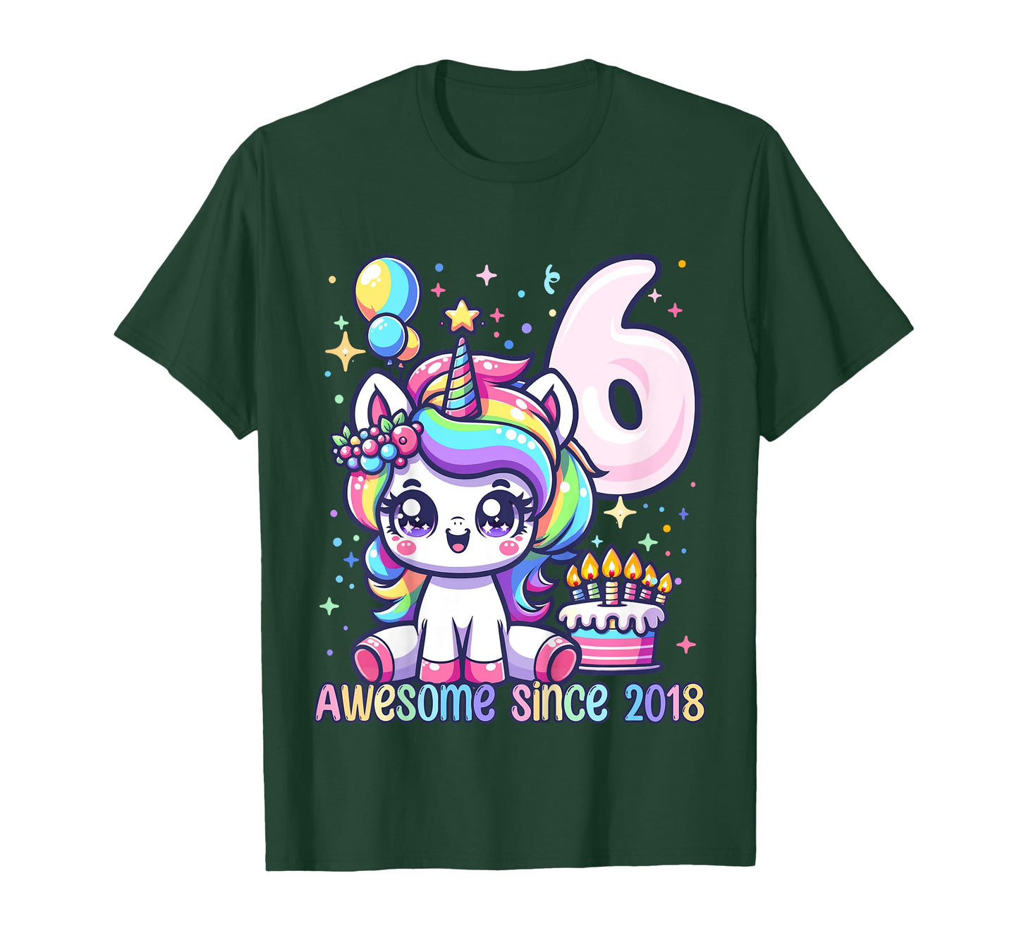 Kids Unicorn 6th Birthday 6 Year Old Unicorn Party Girls Outfit T-Shirt