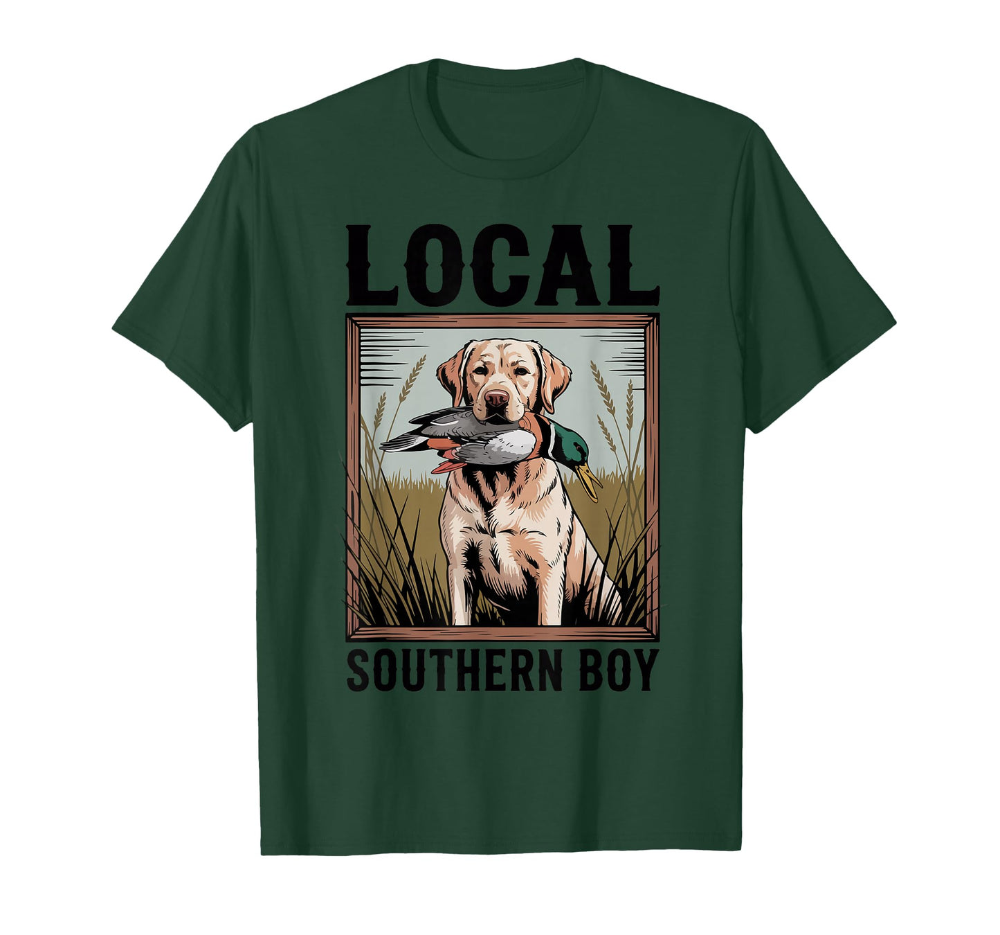 Local Southern Boy Yellow Lab Mallard Duck Hunting Dog Funny T-Shirt