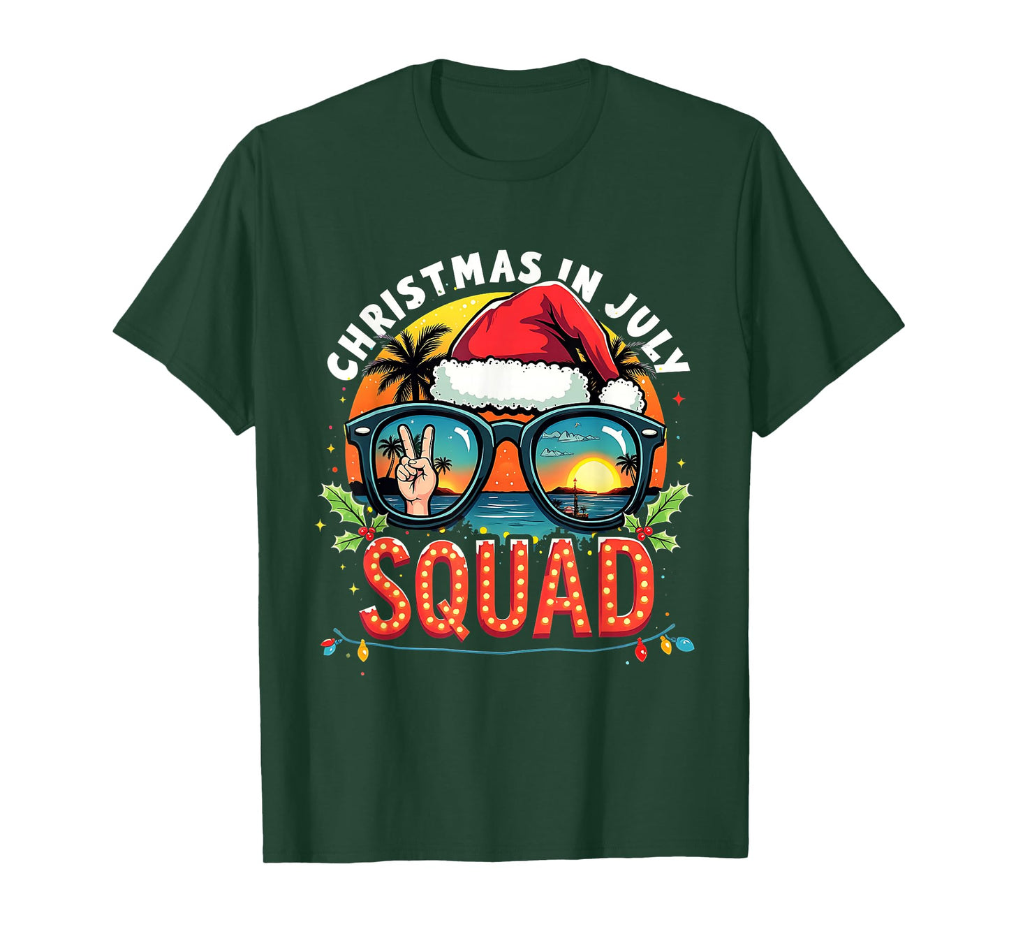 Funny Santa Summer Reindeers Christmas In July Squad T-Shirt