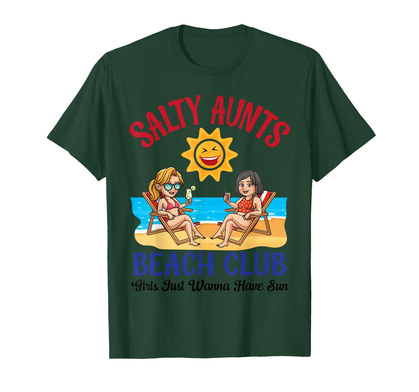 Salty Aunts Beach Club Summer Vacation Vibes 2025 Girls Trip T-Shirt