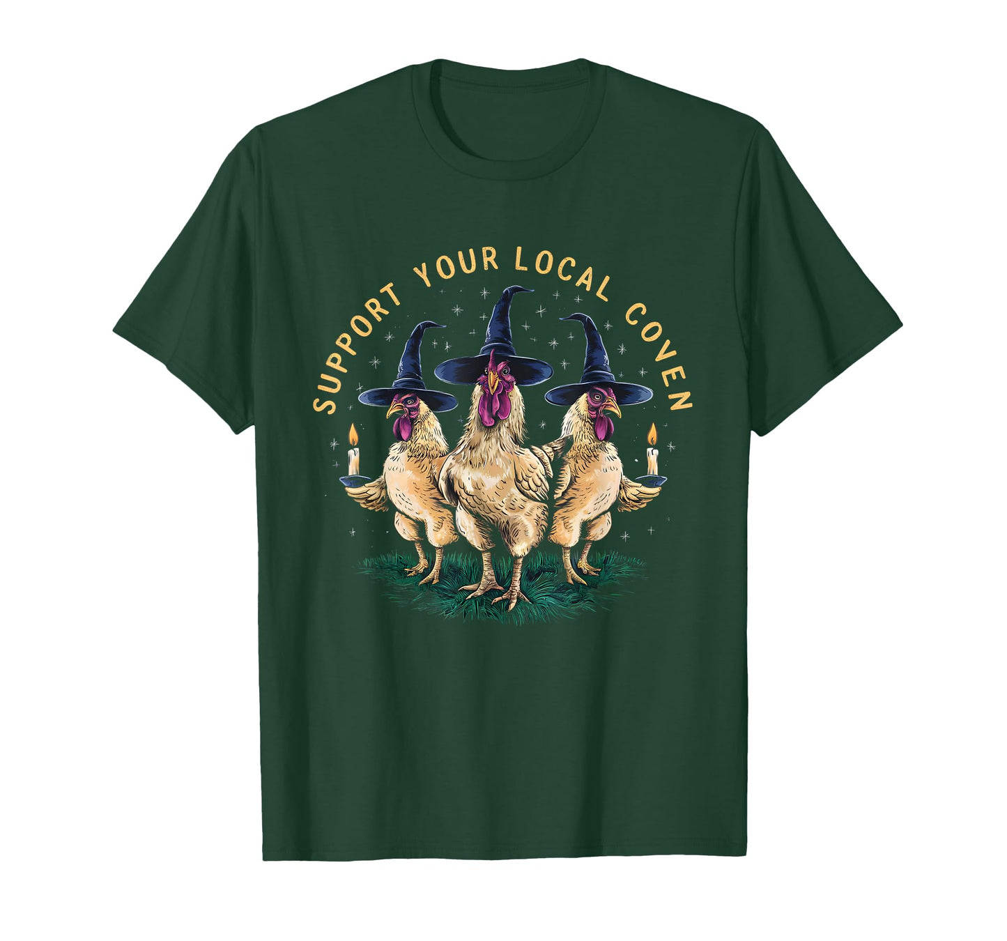 Support Your Local Coven Funny Farm Witch Chicken Halloween T-Shirt