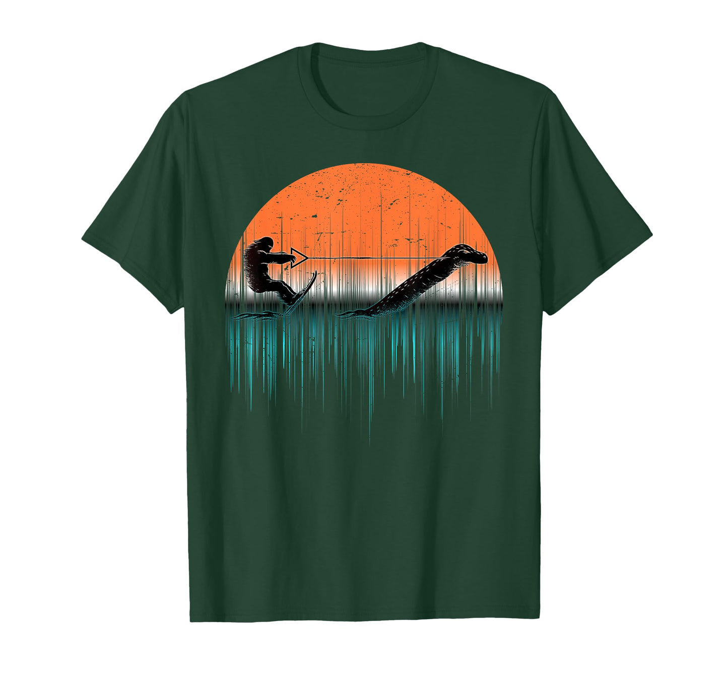 Cryptid Funny Bigfoot Water Skiing Loch Ness Monster Bigfoot T-Shirt