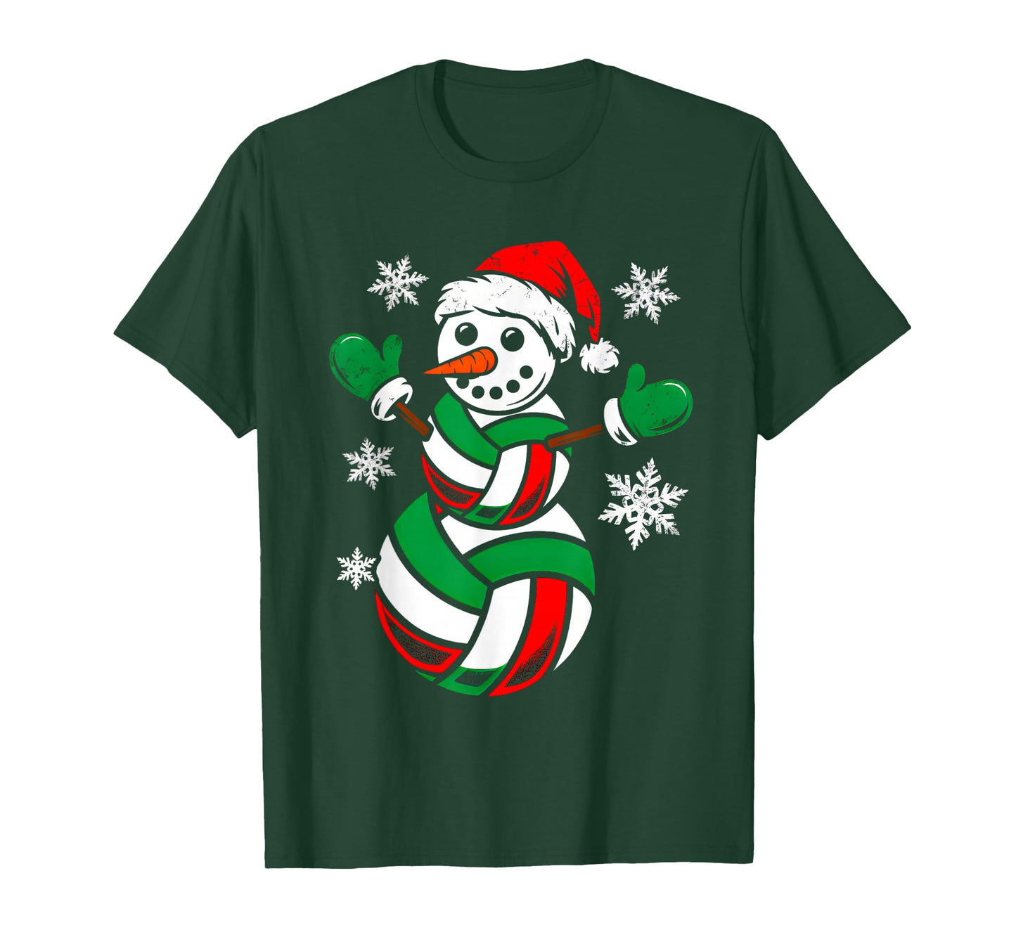 Volleyball Santa Hat Snowman Xmas Funny Volleyball Christmas T-Shirt