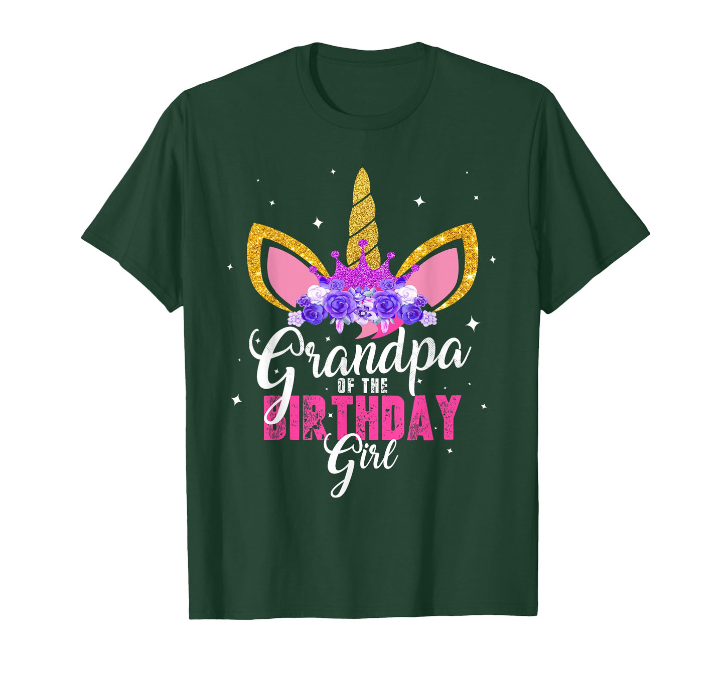 Grandpa Of The Birthday Girl Unicorn Princess Grandfather T-Shirt