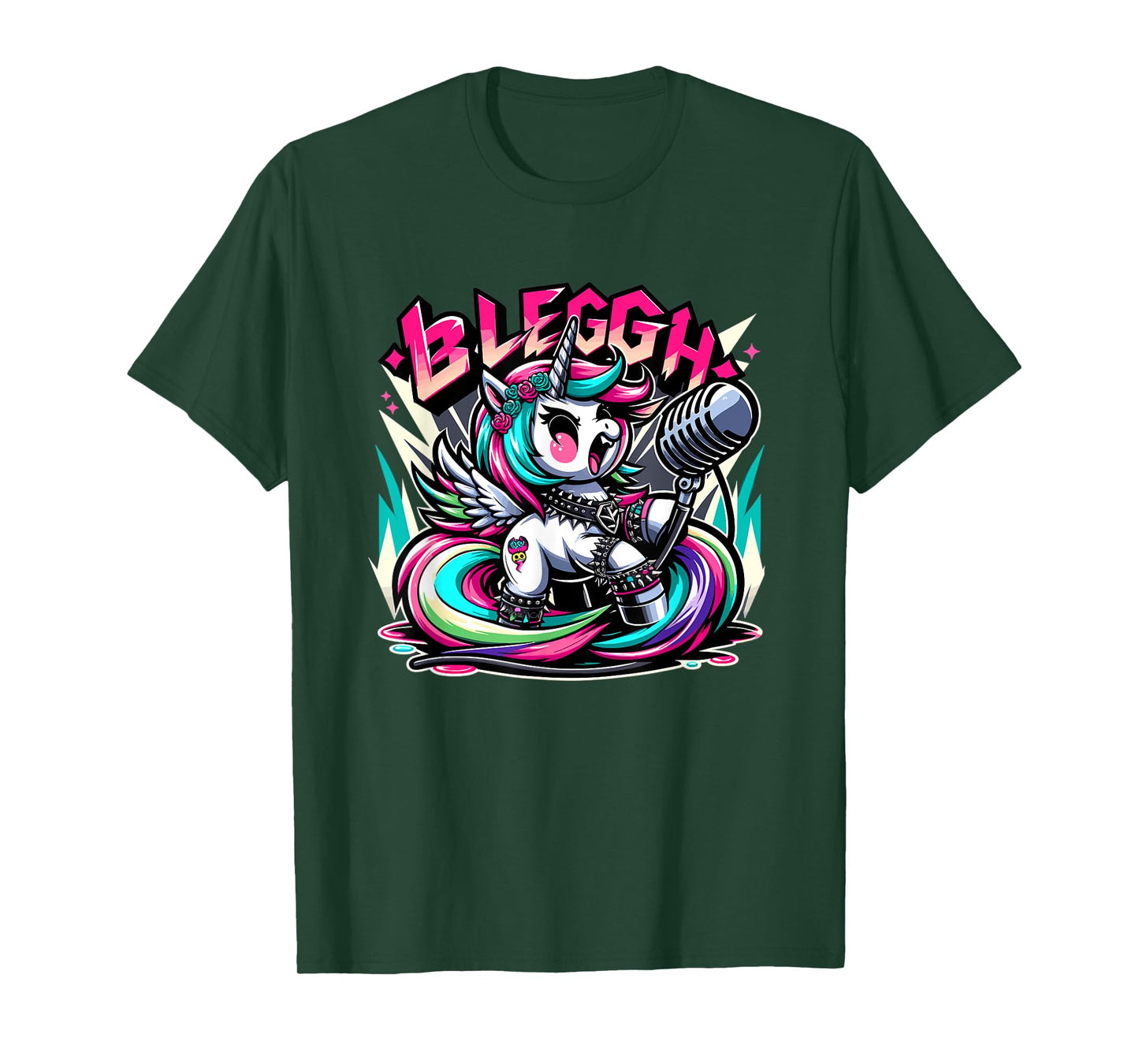 Blegh - Metalcore Unicorn Screaming Into a Microphone T-Shirt