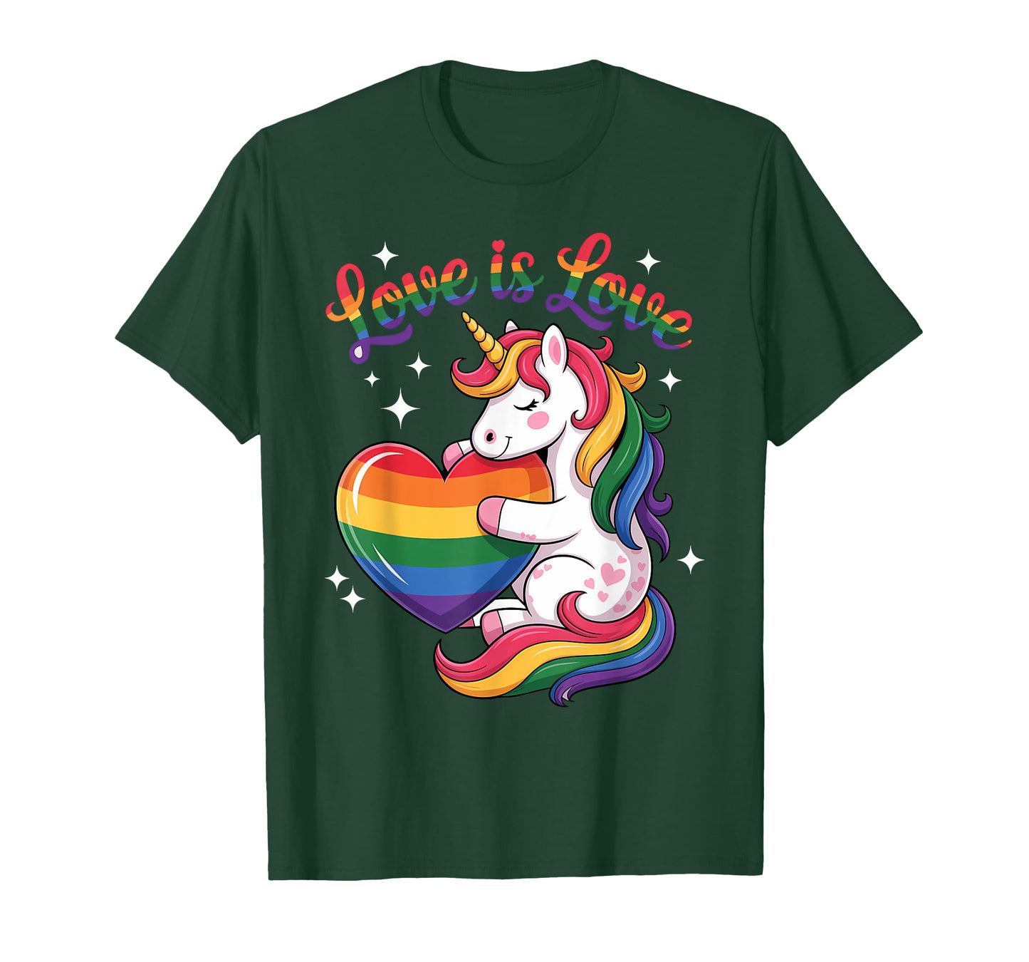 Cute LGBTQ Unicorn With Rainbow Love For Kids Gift T-Shirt