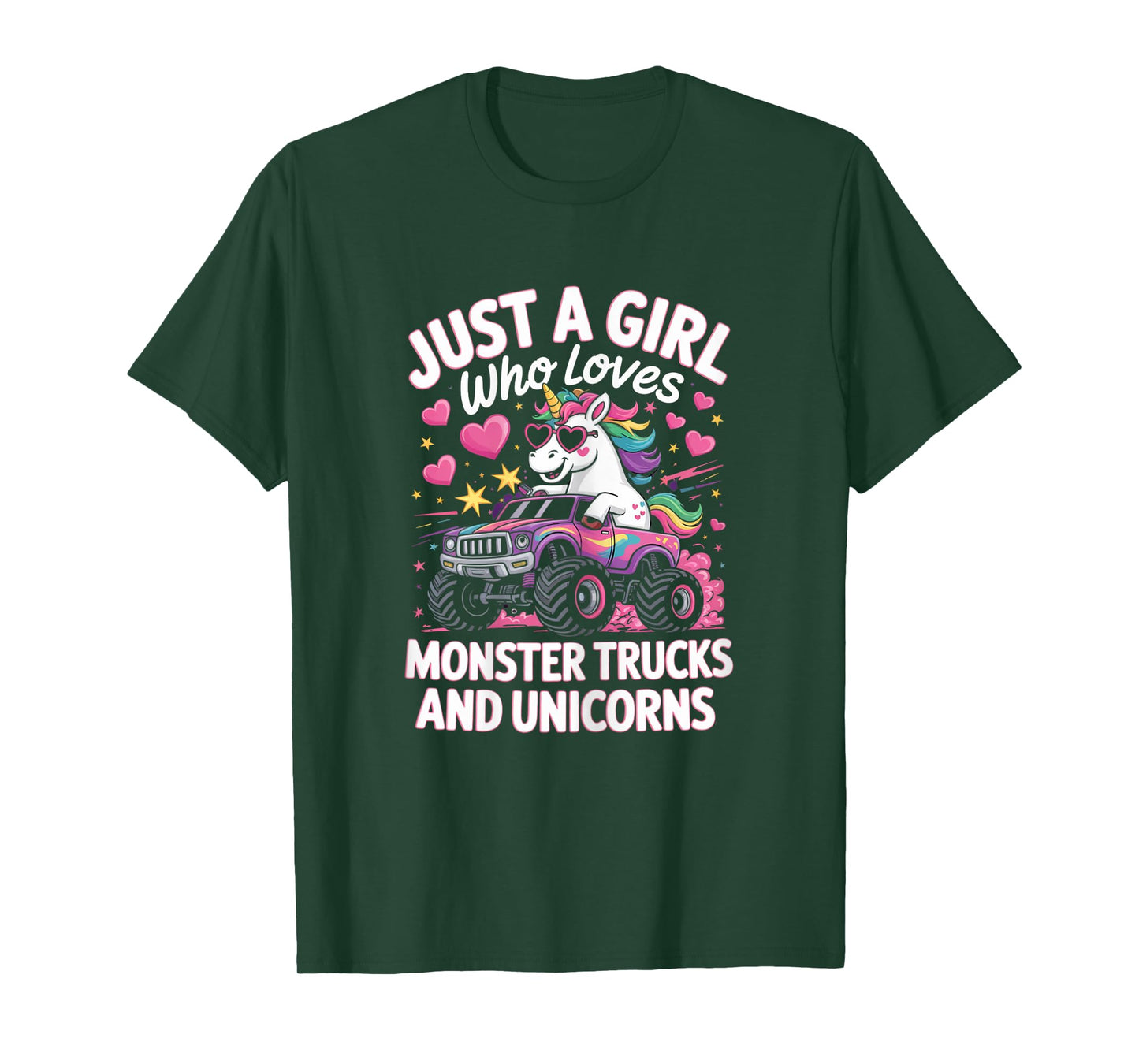 Just a girl who loves Monster Trucks and Unicorns T-Shirt