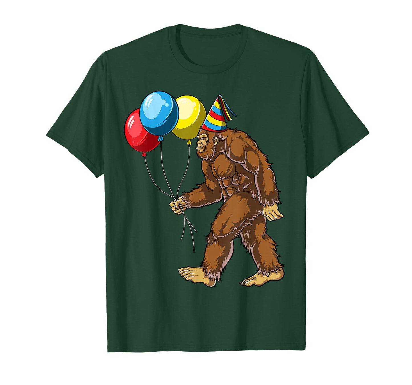 Bigfoot It's My Birthday Party Hat Balloons Boys Sasquatch T-Shirt