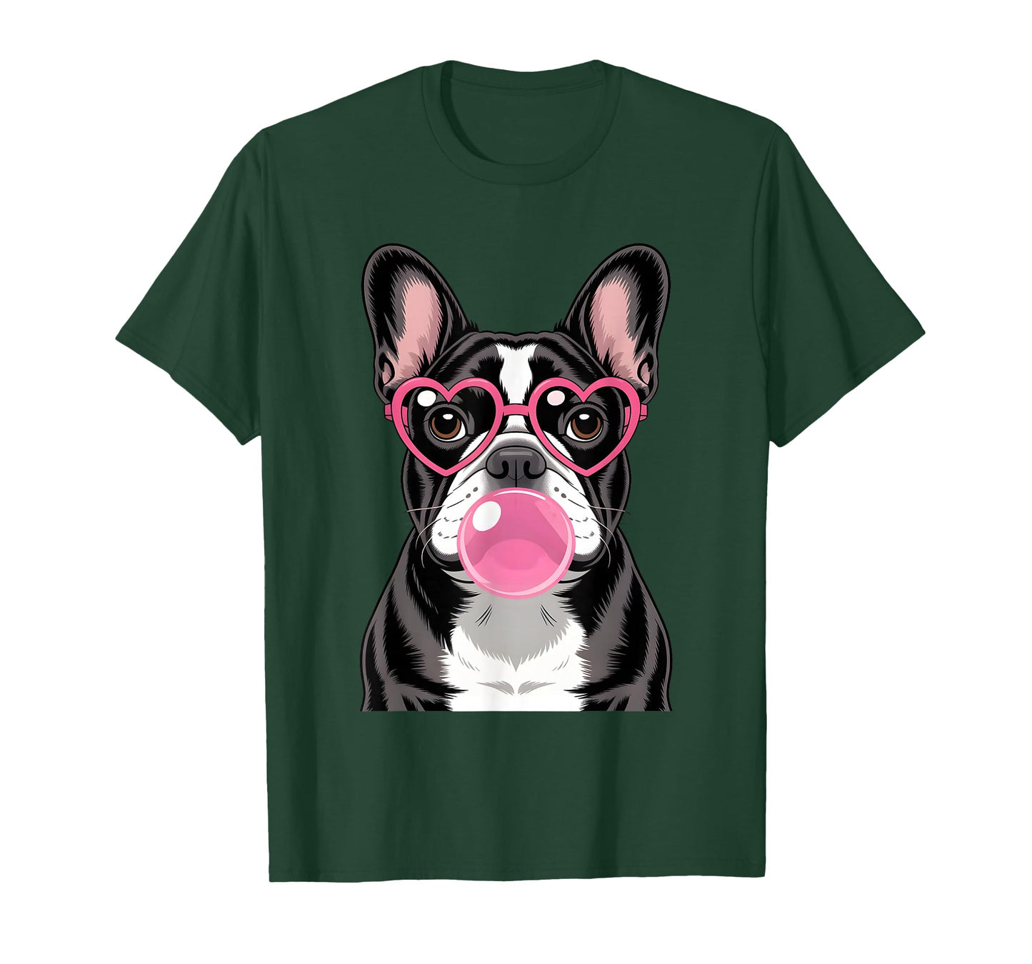 French Bulldog Bubblegum Tee Cute Pink Heart Dog Graphic T-Shirt