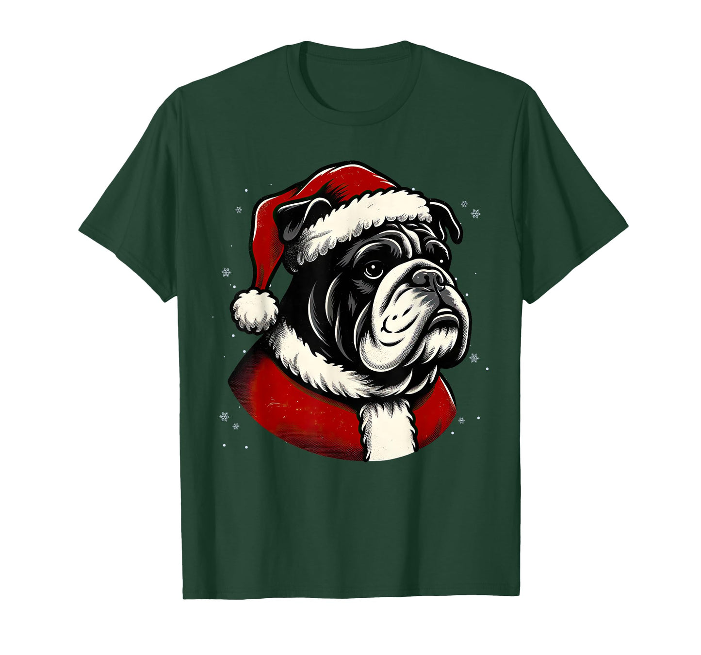 Bulldog Santa Christmas Tree Lights Ugly Pajama Dog Lover T-Shirt