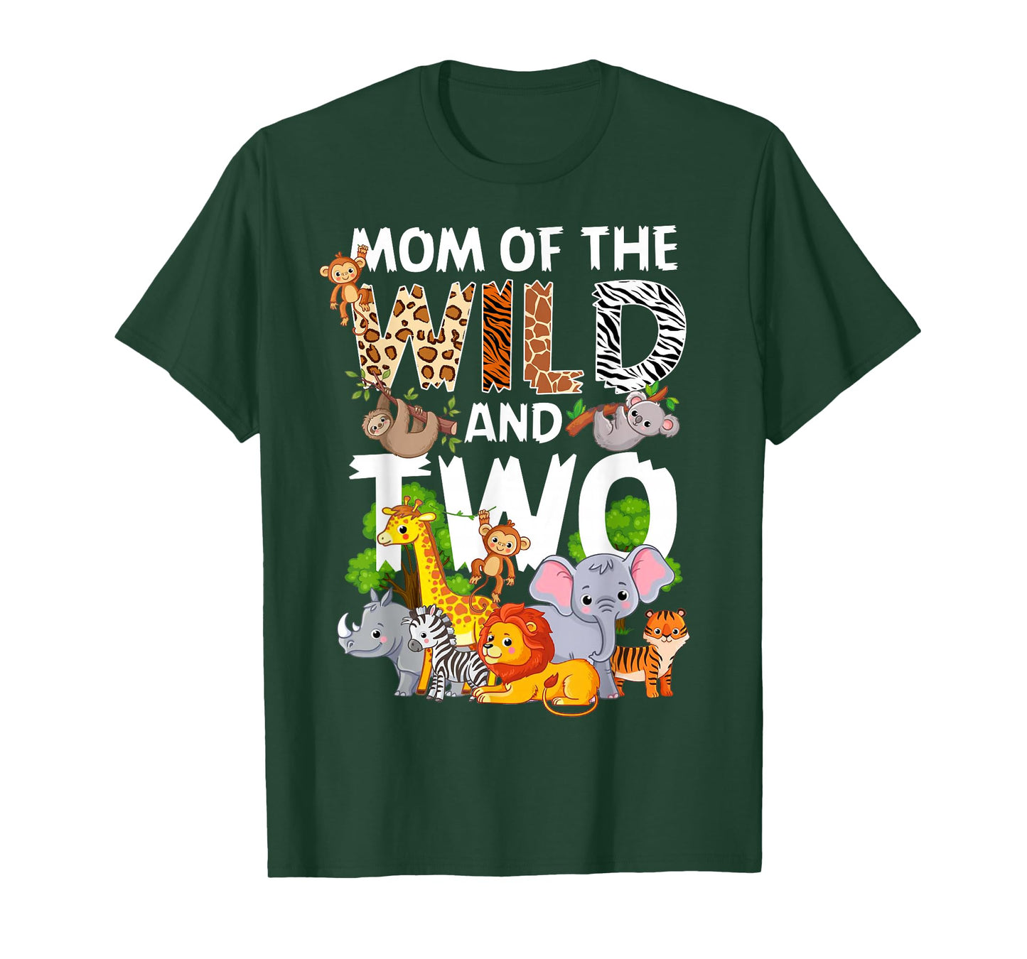 Mom Of The Wild Two Zoo 2nd Birthday Safari Jungle Animal T-Shirt