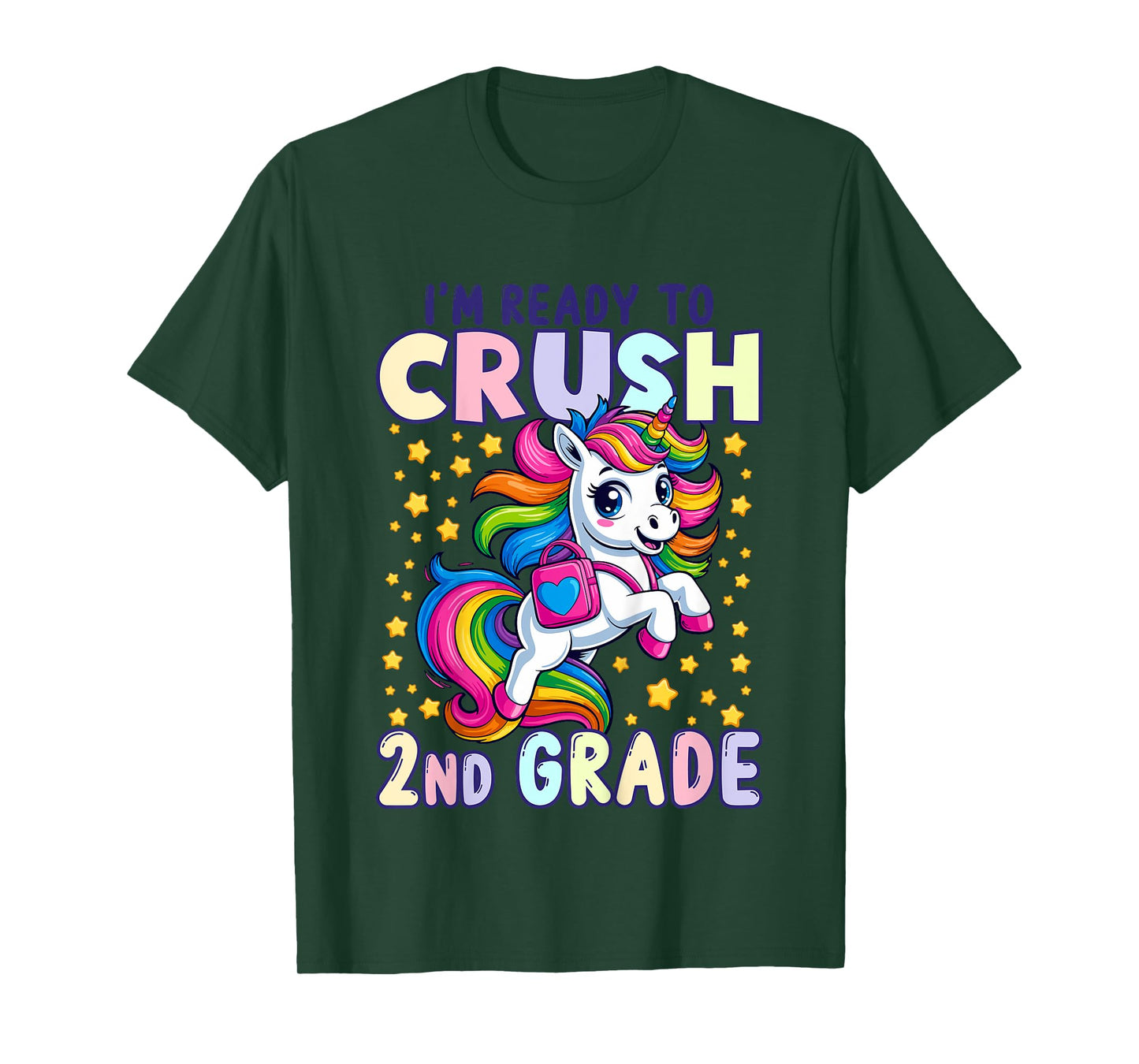 Crush 2nd Grade Girls Back to School Unicorn First Day T-Shirt
